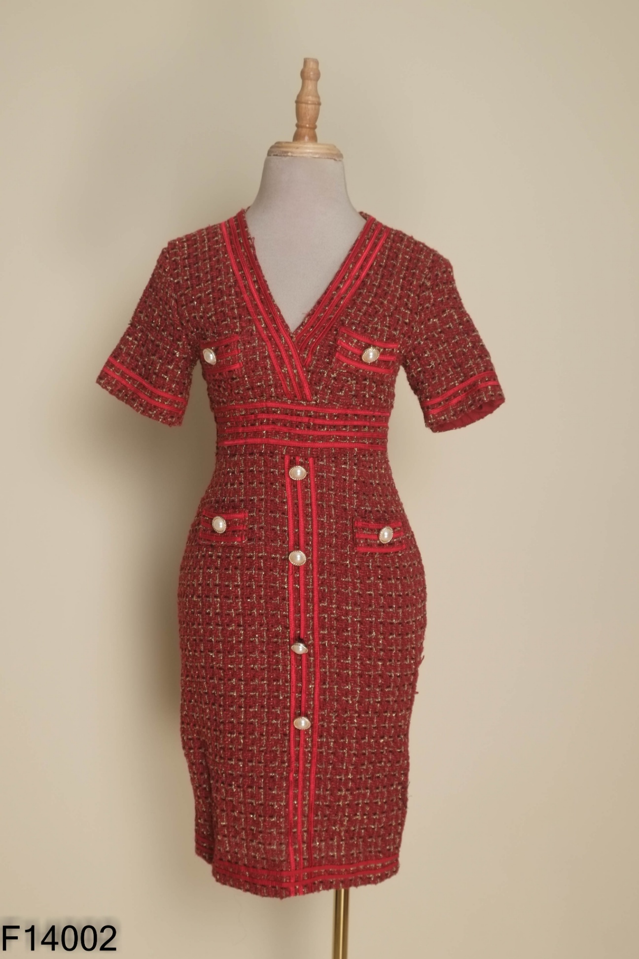 Váy PHƯƠNG PHAN dạ tweed đỏ