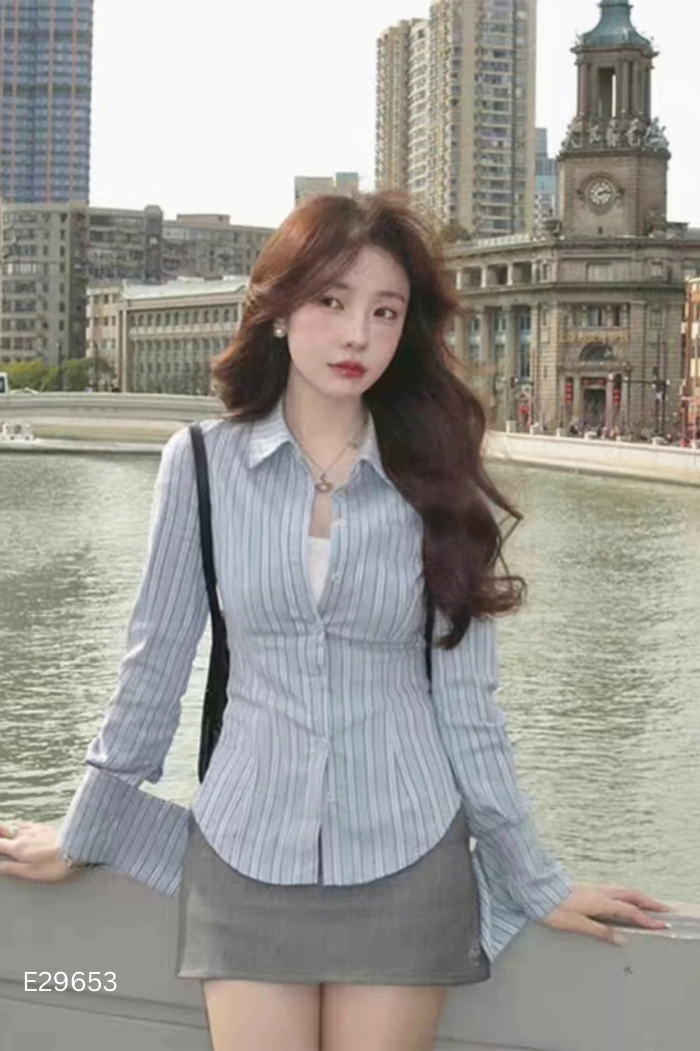 NEWTAG Áo sơ mi xanh sọc