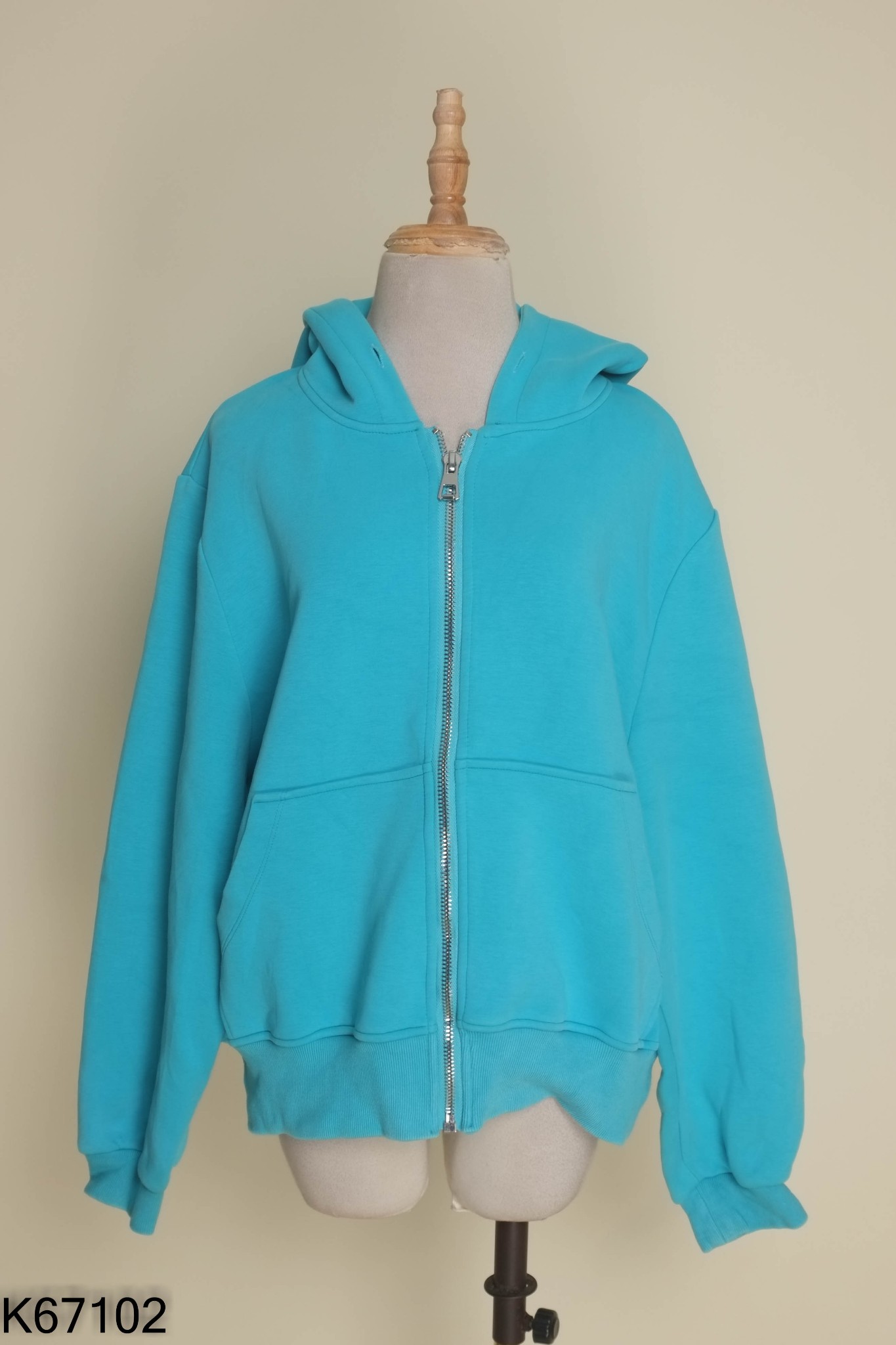 Áo hoodie zip xanh