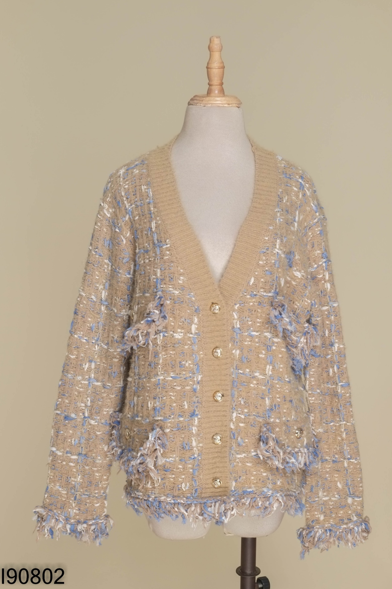 Áo len cardigan nâu MARIE phối cúc sáng