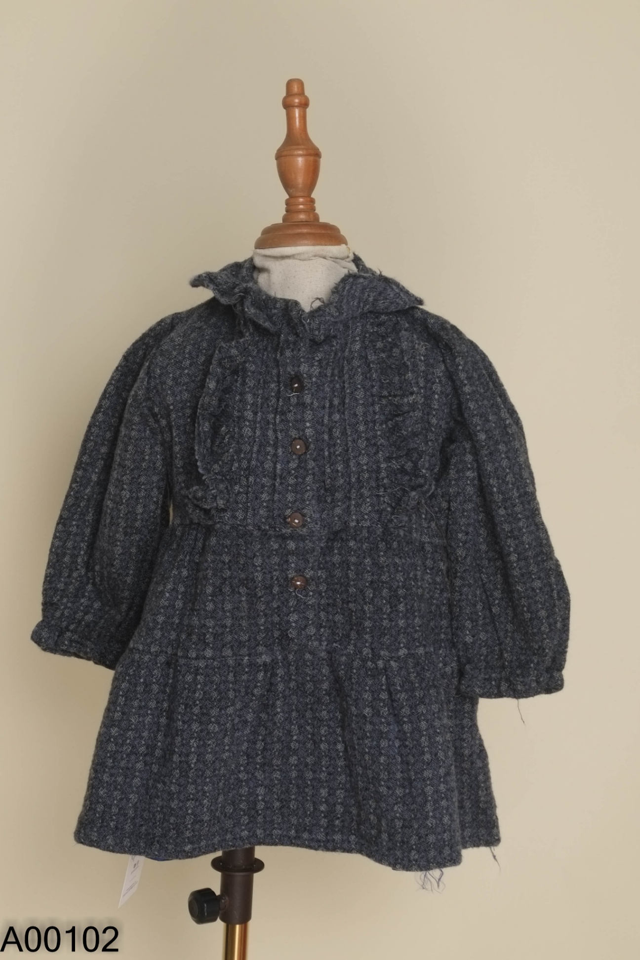 Váy len xanh kids cổ bèo