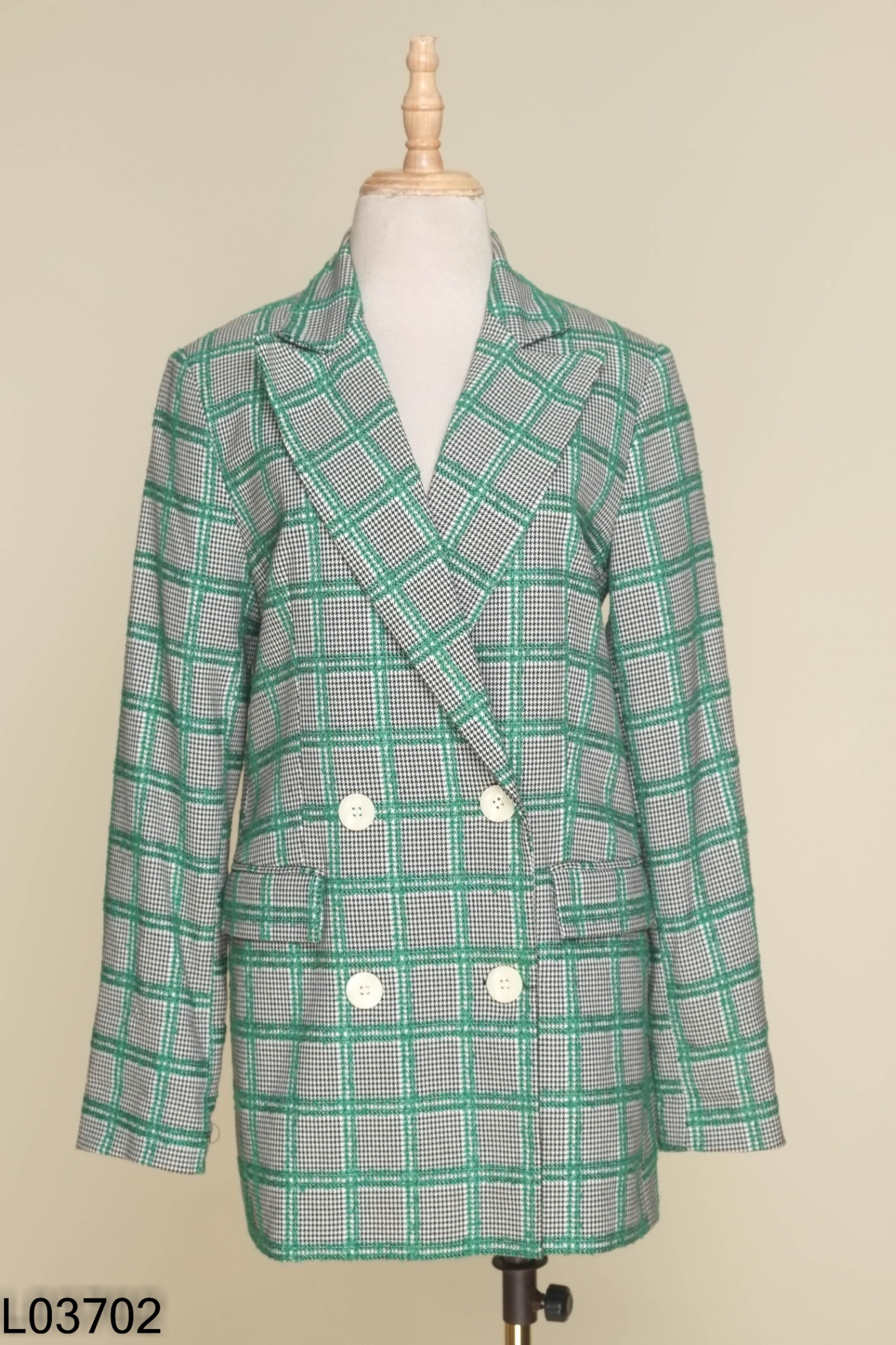 Áo khoác vest xanh kẻ