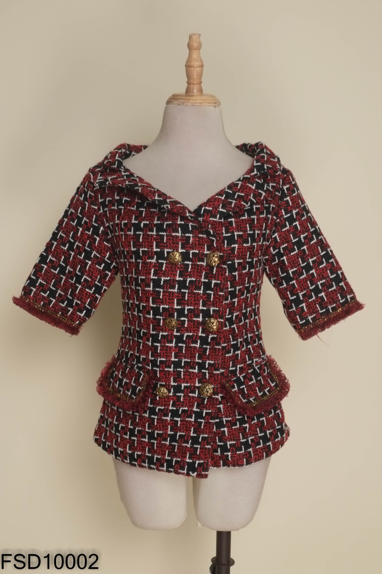 Áo dạ MISS đỏ kẻ