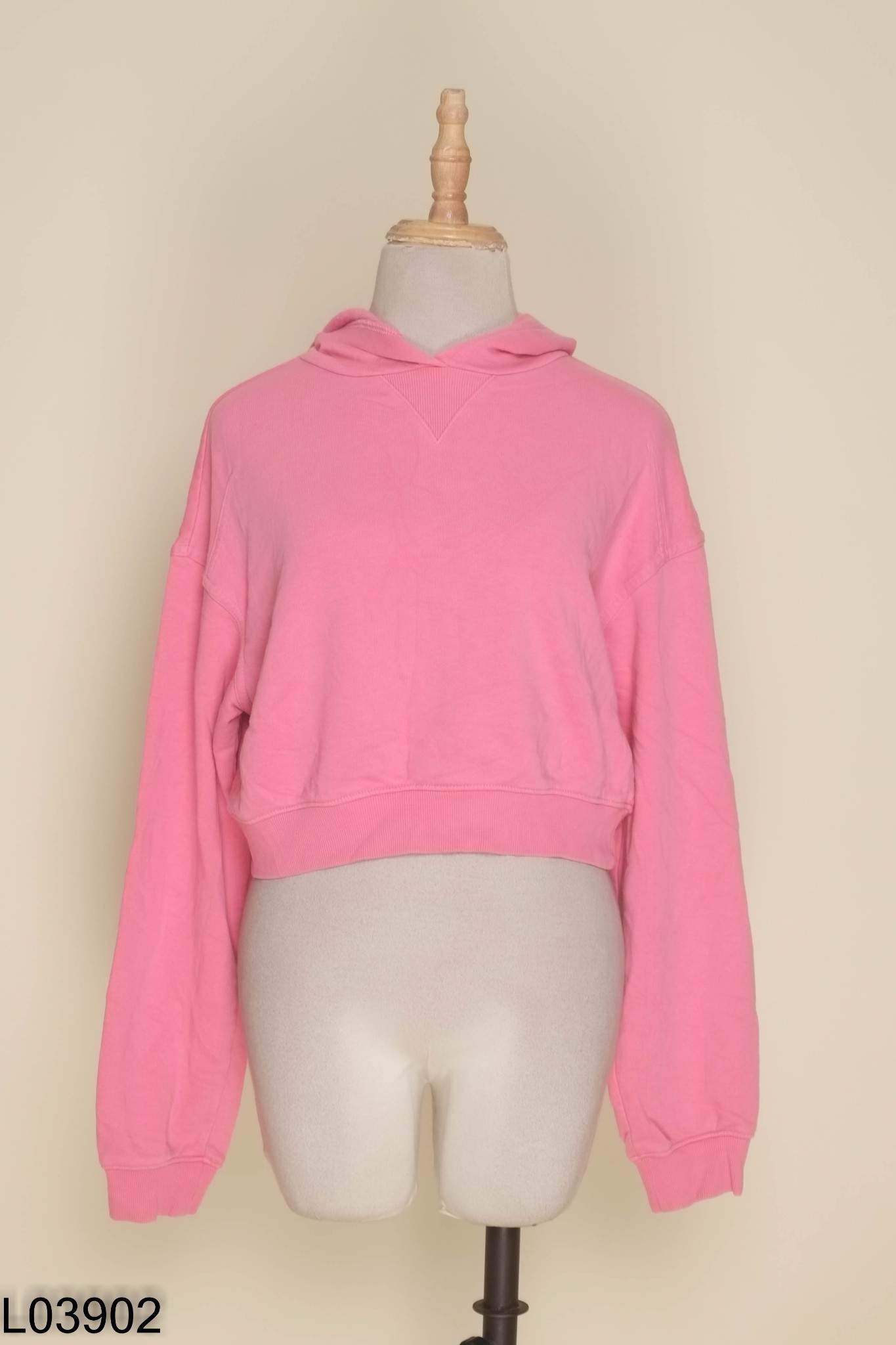 Áo hoodie DIVIDED hồng dáng ngắn