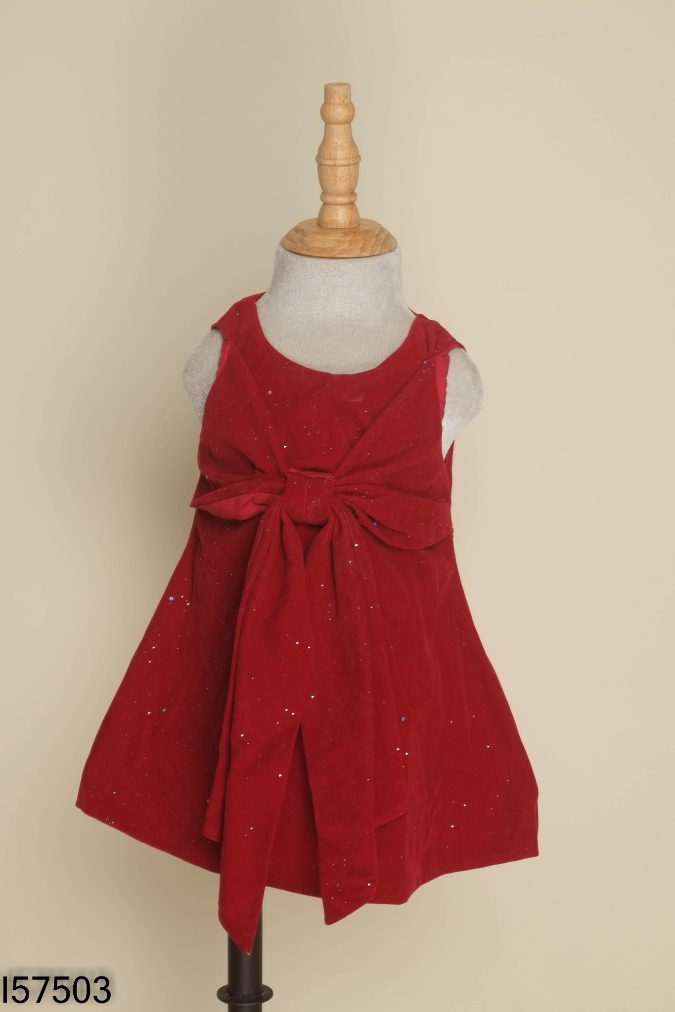 Váy nhung đỏ phối nơ KIDS