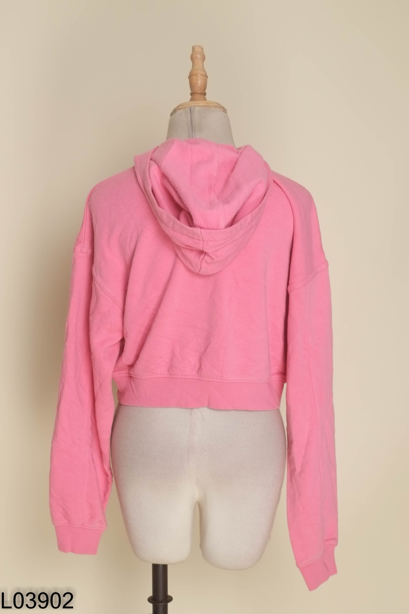 Áo hoodie DIVIDED hồng dáng ngắn