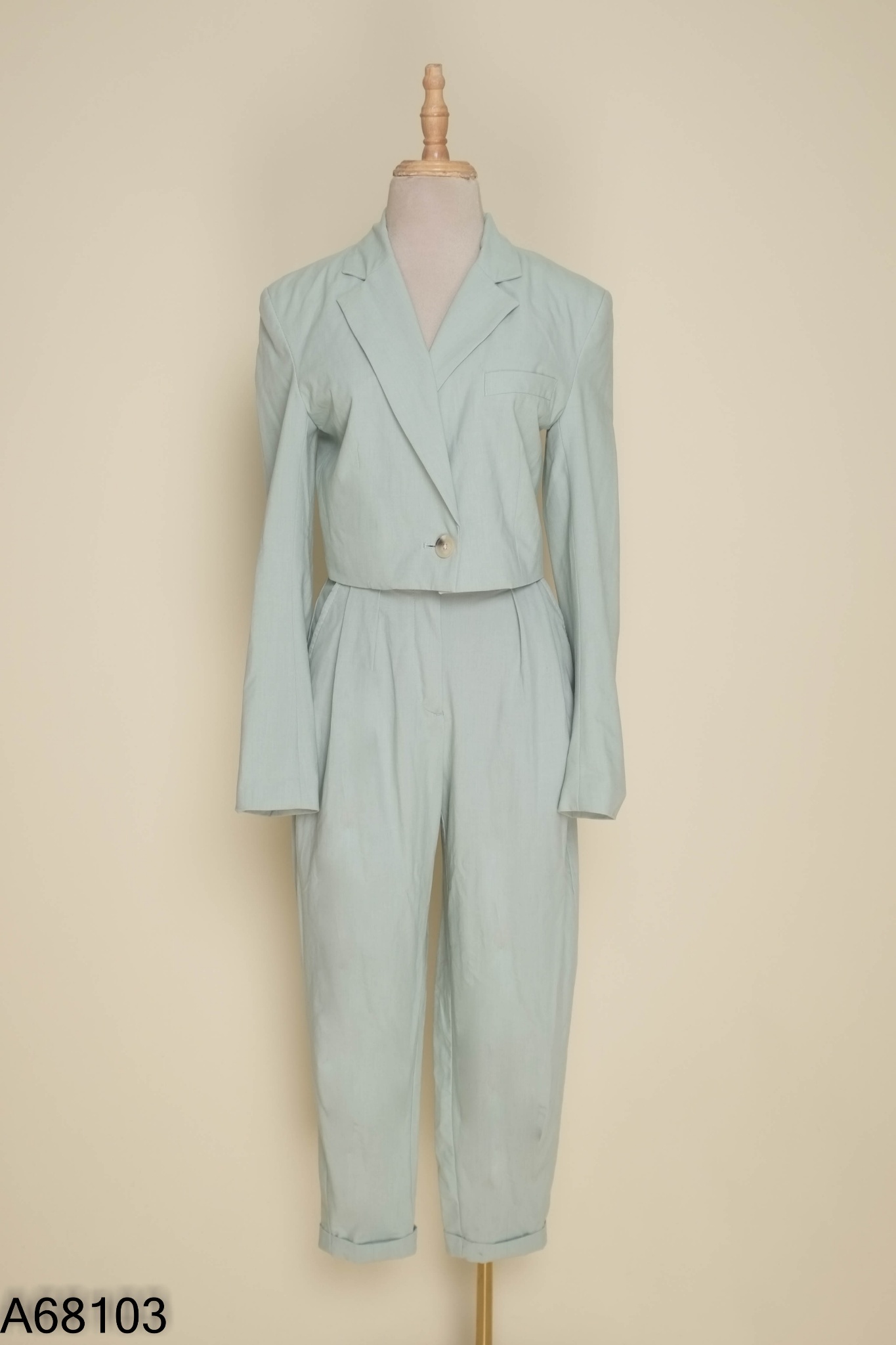 Set Áo blazer xanh BERSHKA dáng ngắn + quần dài