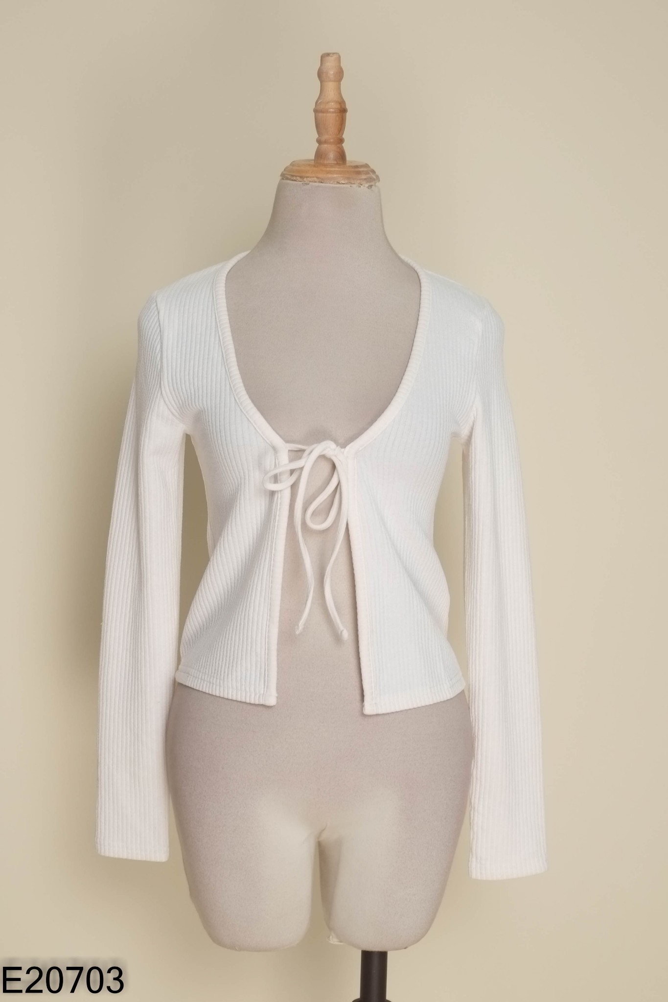 Áo cardigan trắng H&M gân sọc