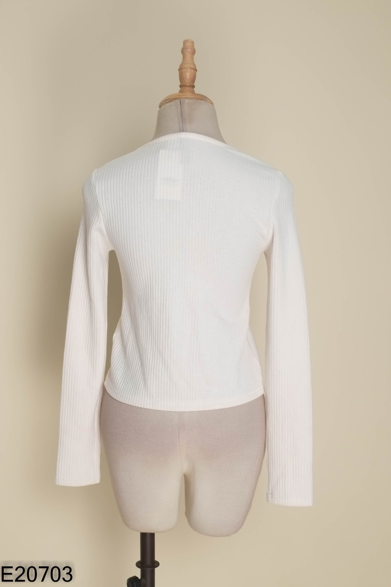 Áo cardigan trắng H&M gân sọc