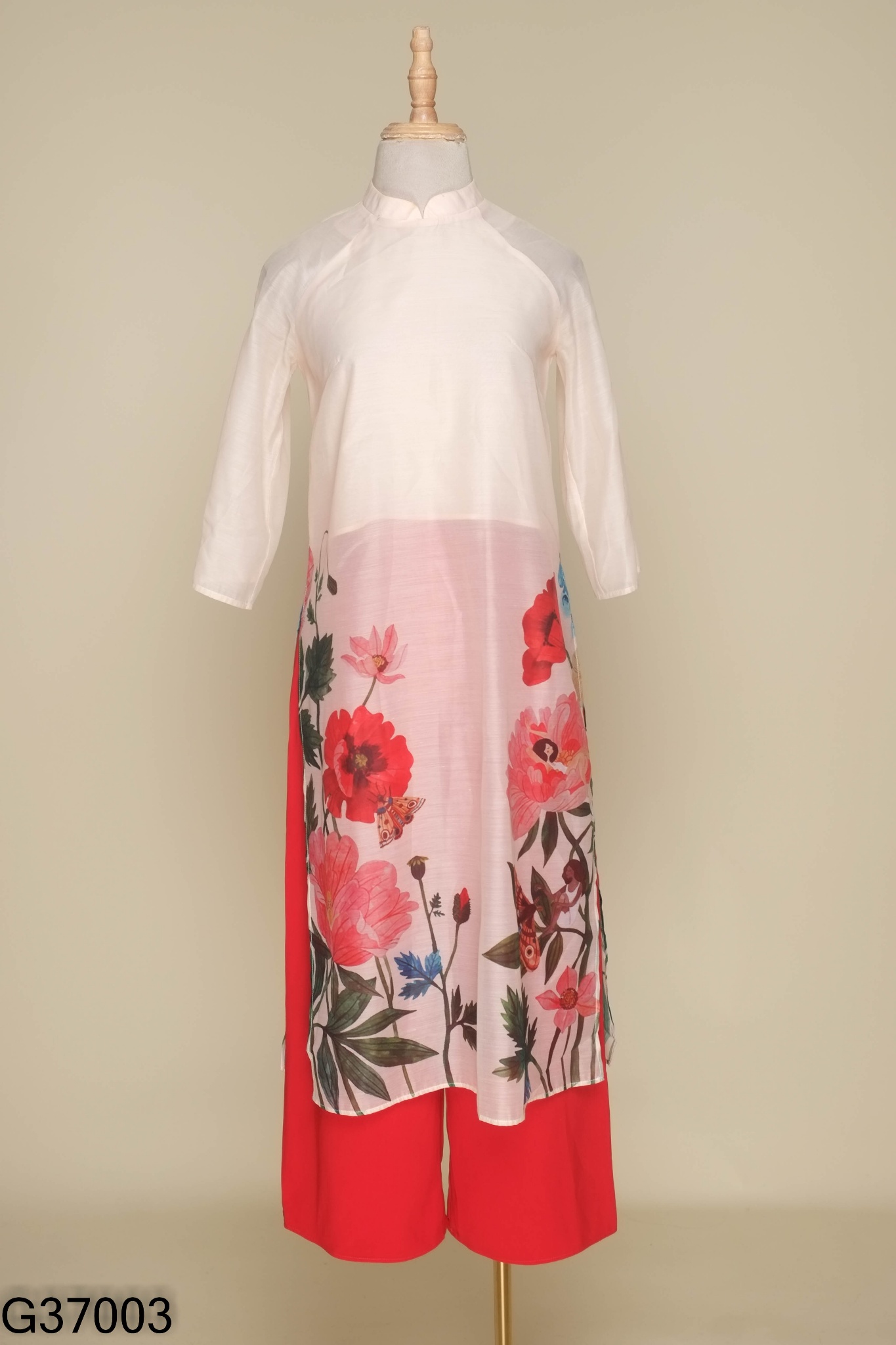 Set áo dài DAISY be + quần đỏ