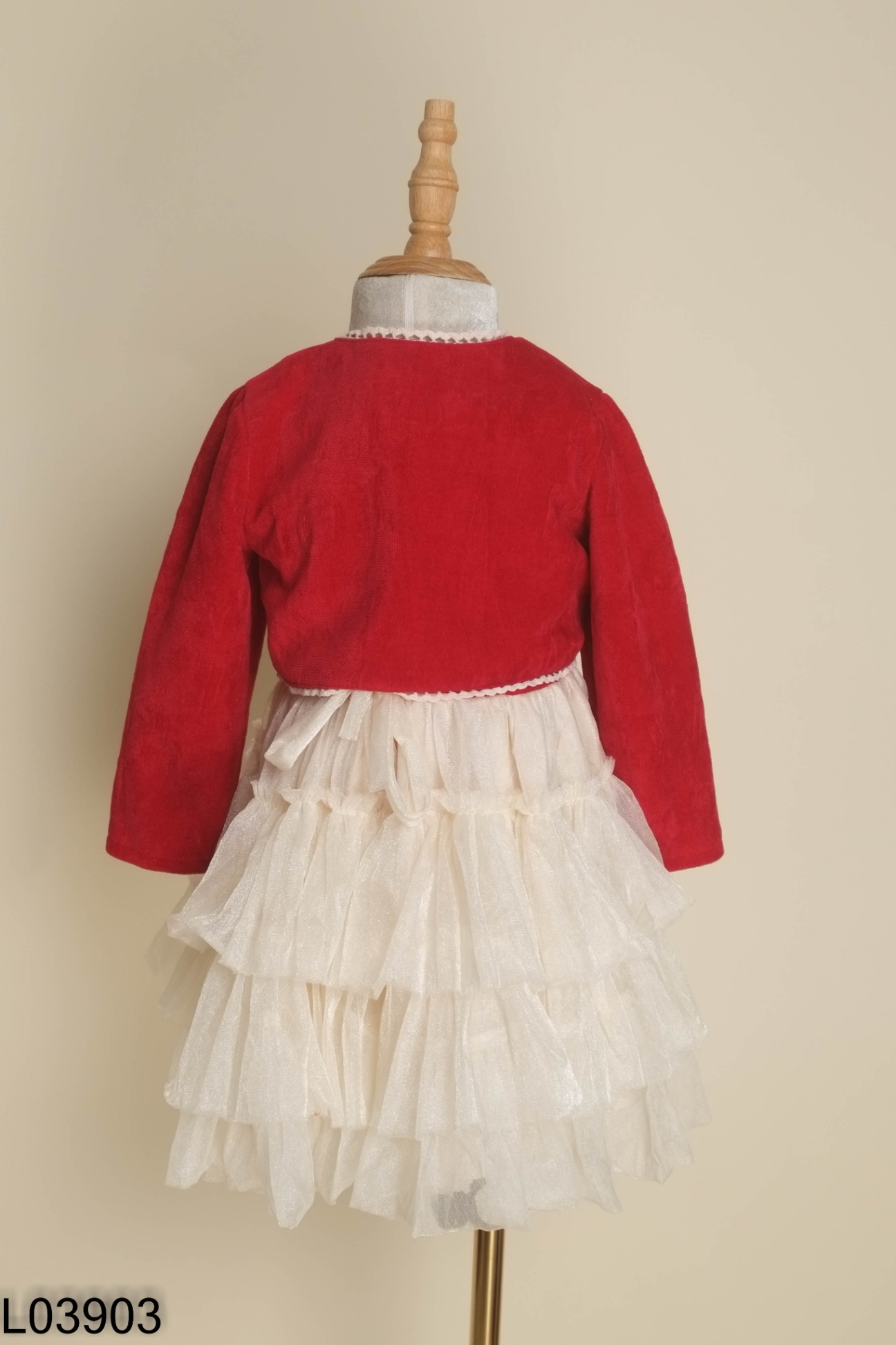 SET váy đỏ phối voan +áo khóac KIDS