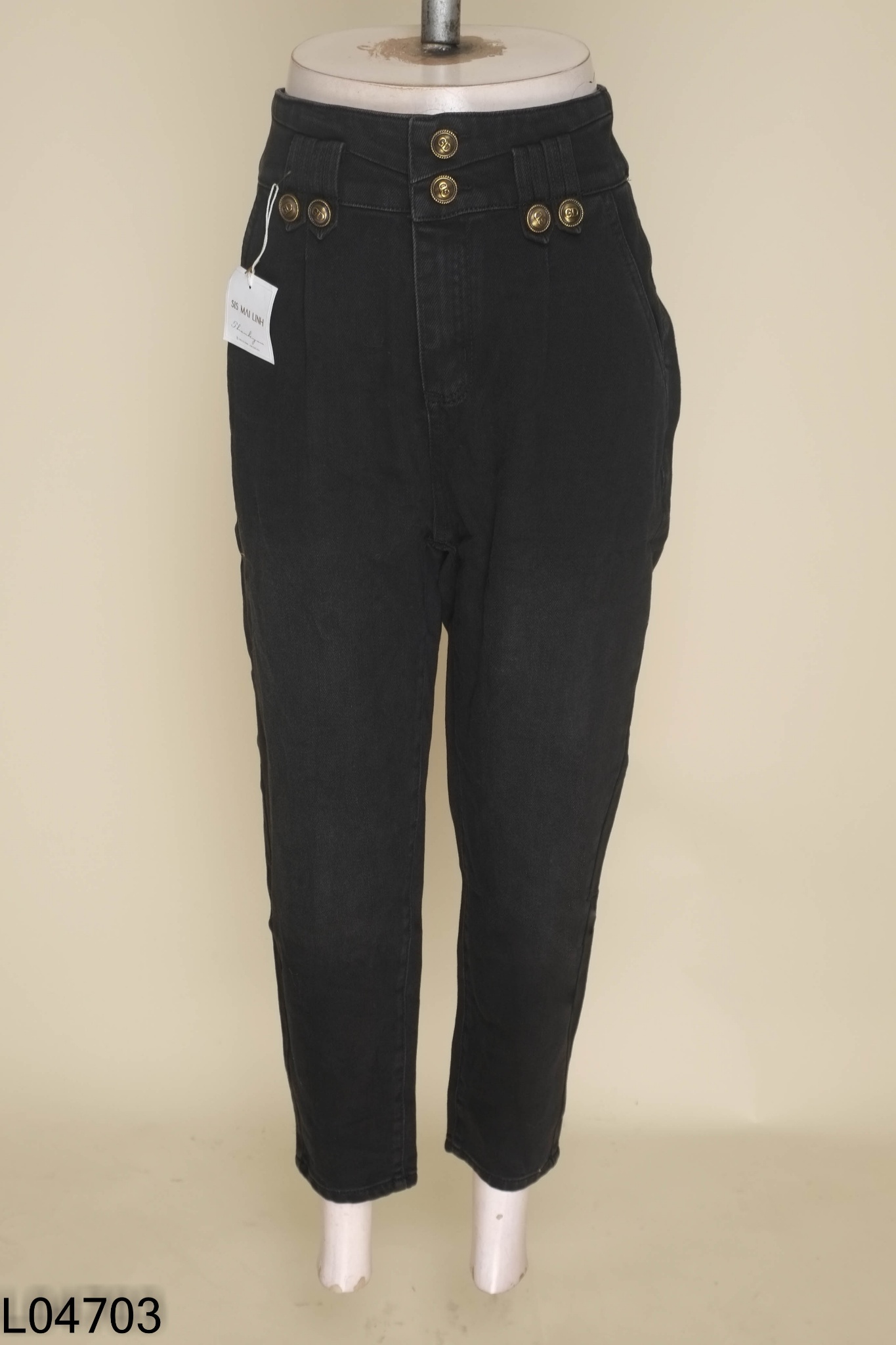 NEWTAG Quần jeans đen dáng baggy
