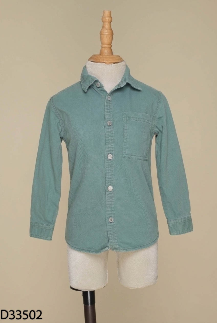 Áo jeans ZARA xanh cổ sơ mi KIDS
