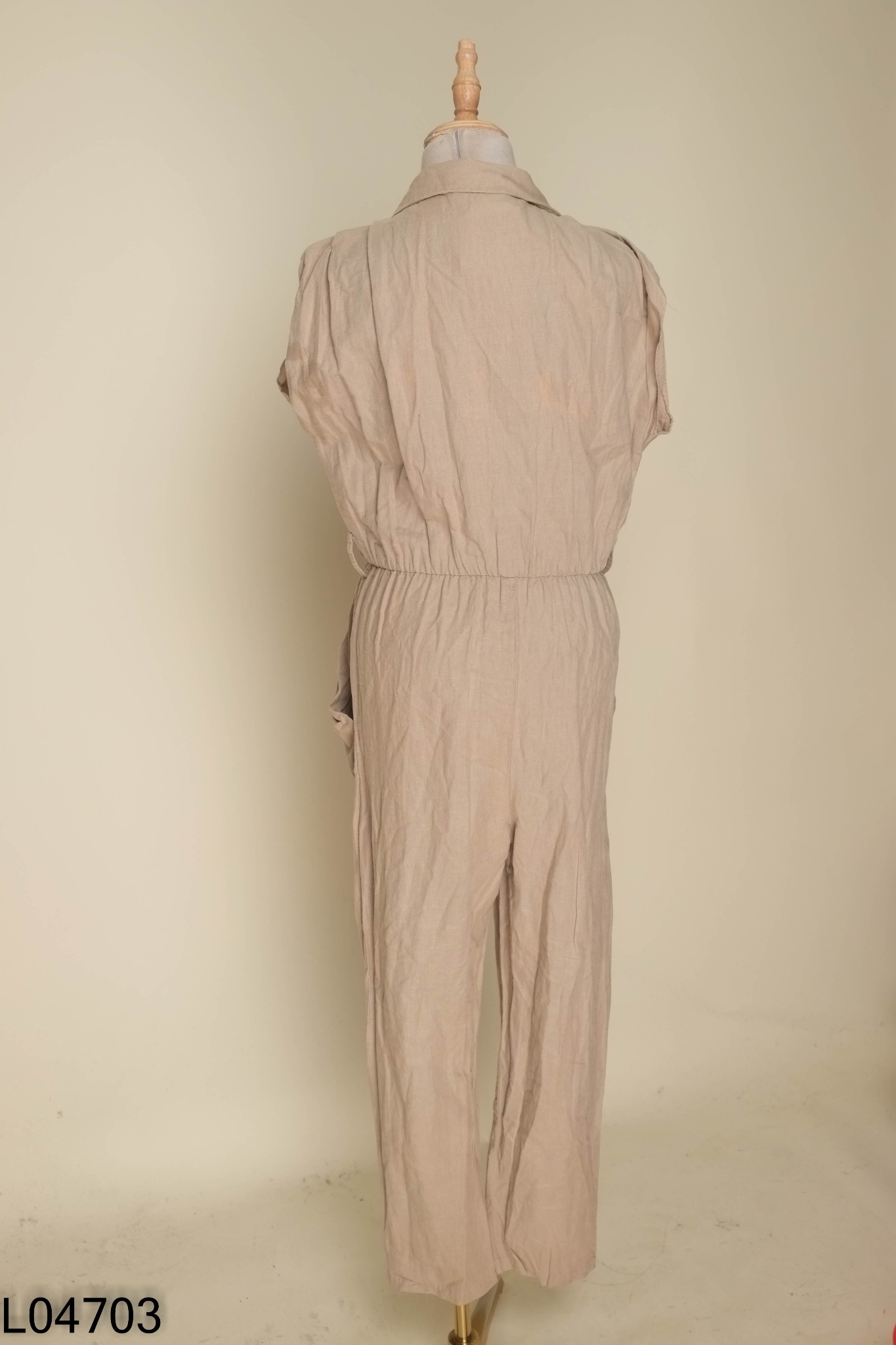 Jumpsuits nâu xám linen quần dài