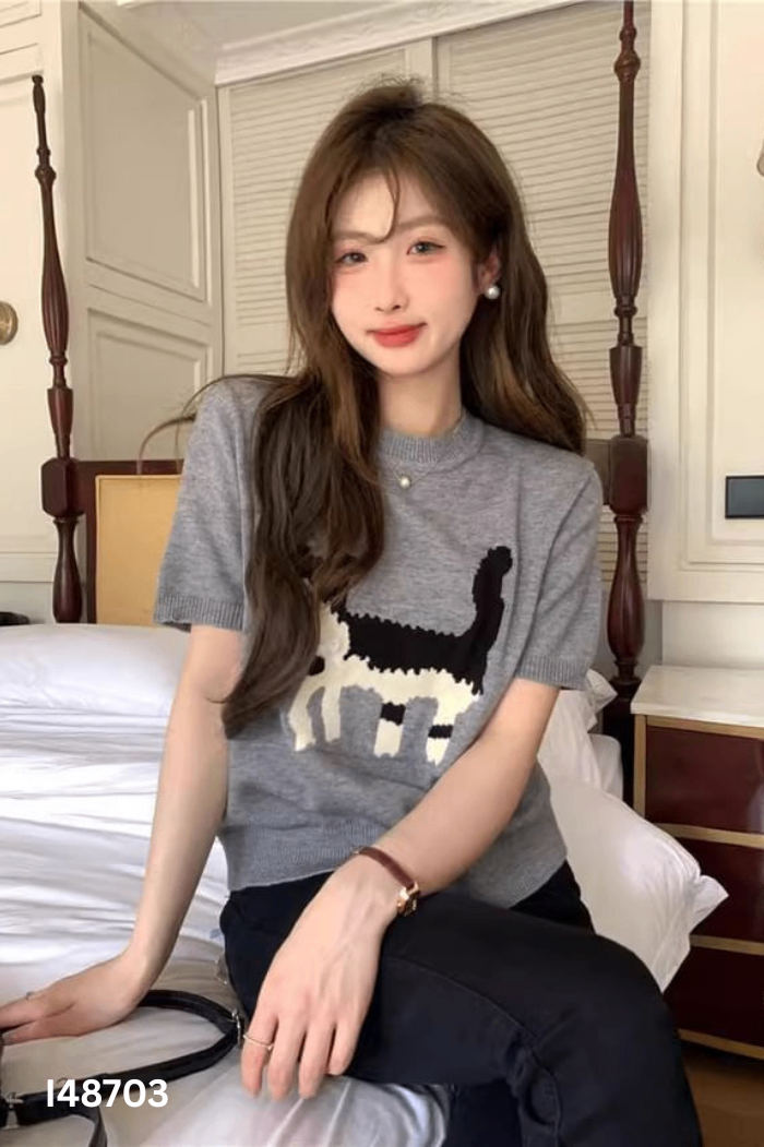 Áo len mongtoghi xám phối hình