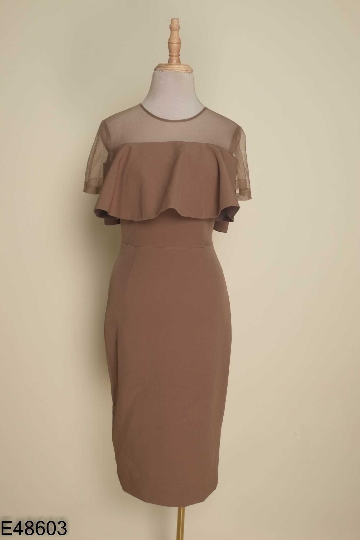 Váy nâu ELISE phối lưới