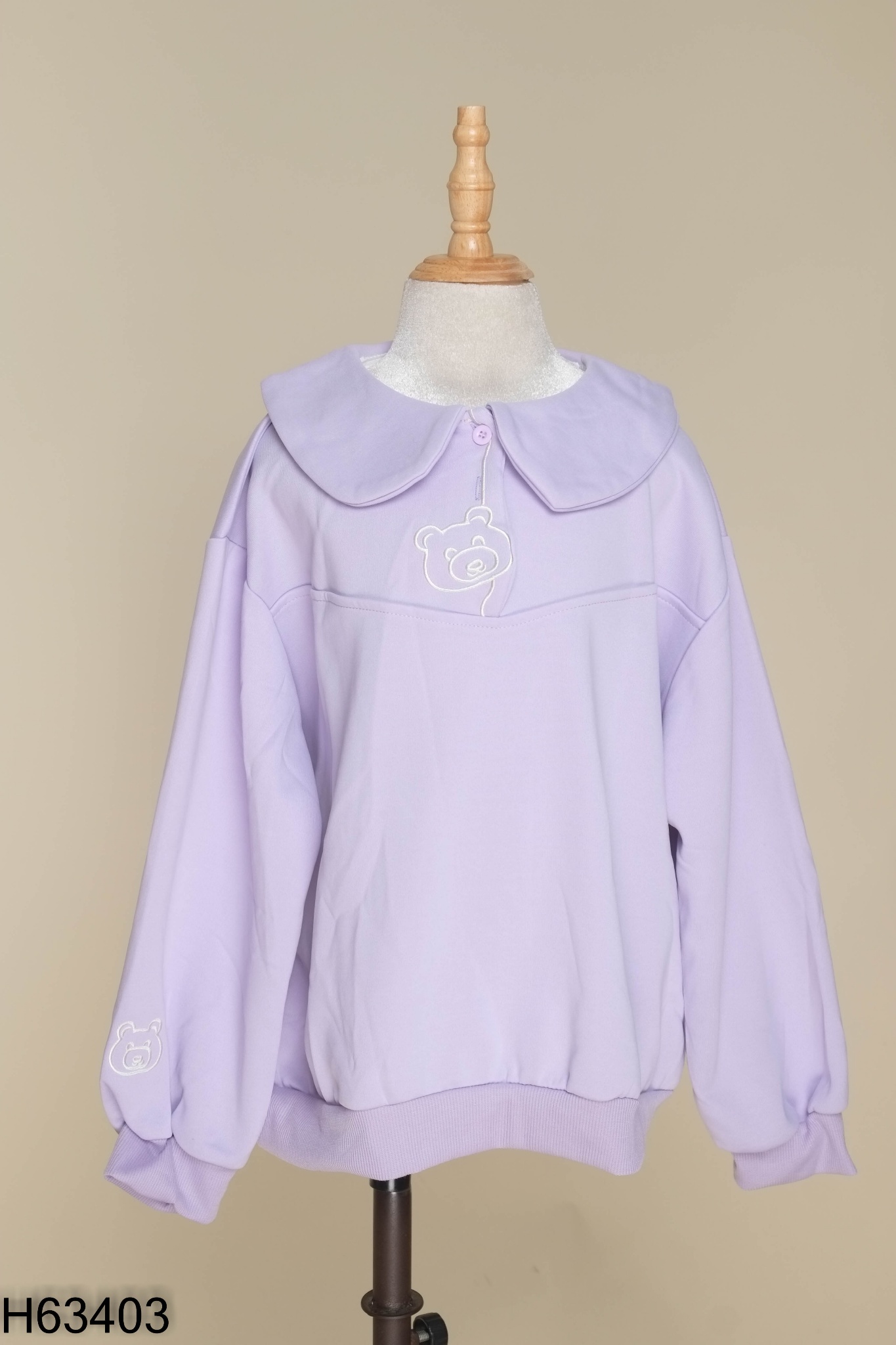 Áo nỉ tím cổ sen kid
