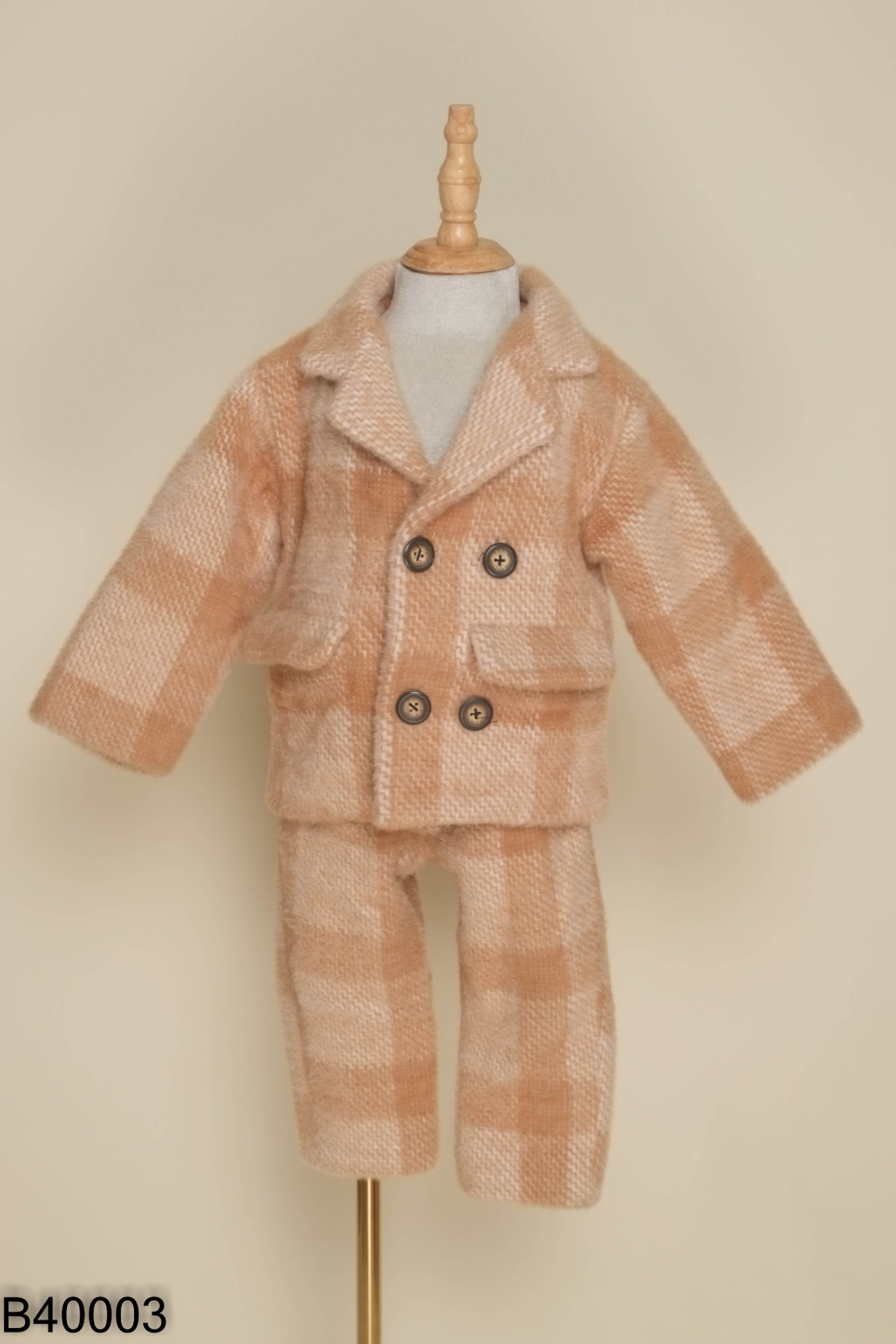 Set Áo dạ be bẻ + quần dài KIDS