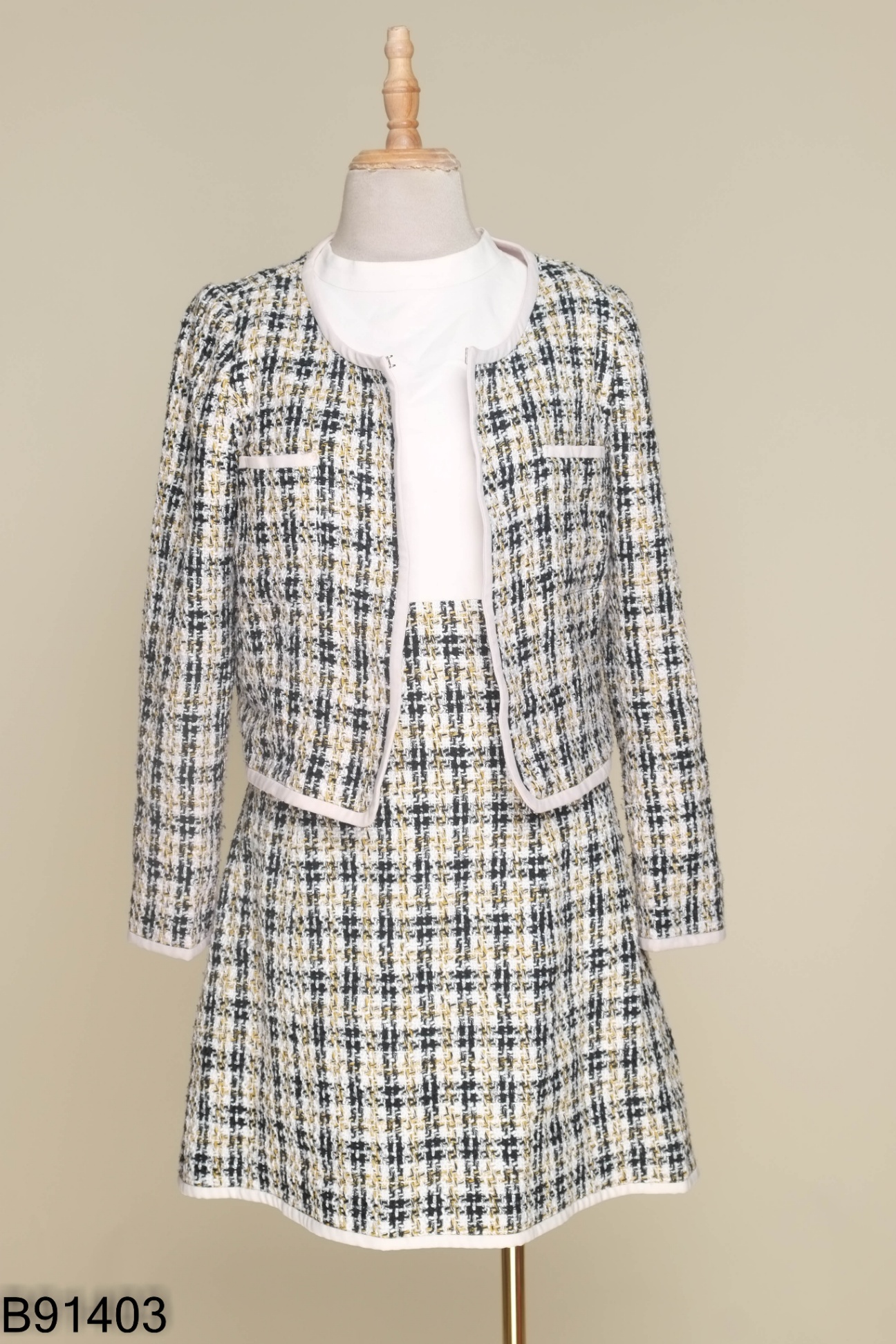 Set Váy be ELISE phối dạ + áo khoác