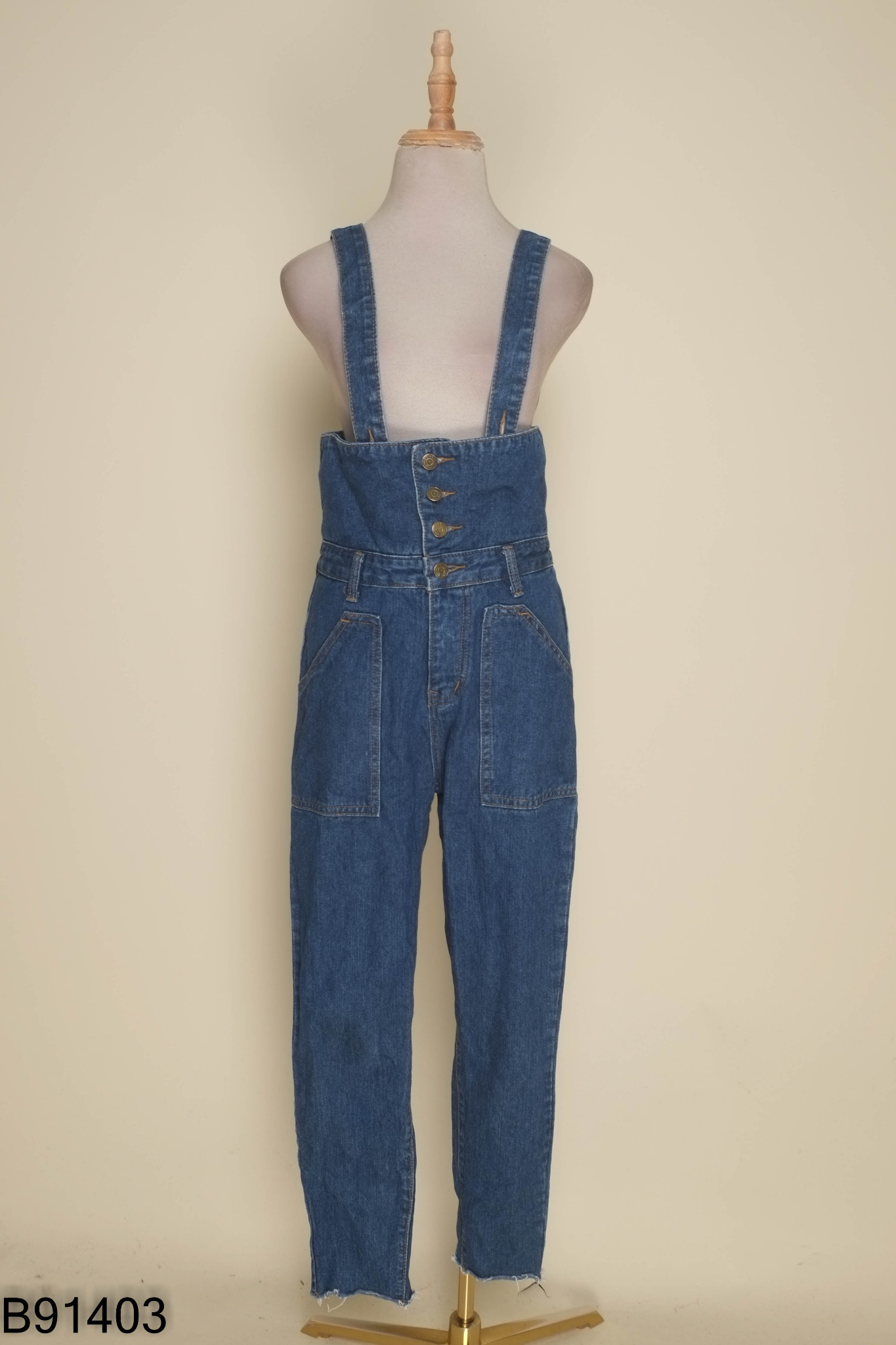 Quần yếm jeans xanh trơn