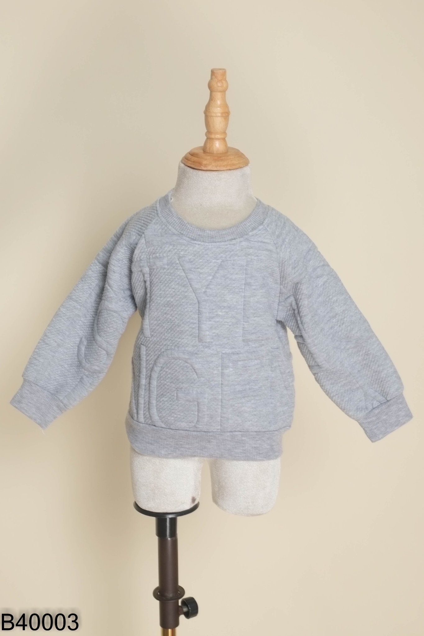 Áo nỉ xám dập chữ KIDS