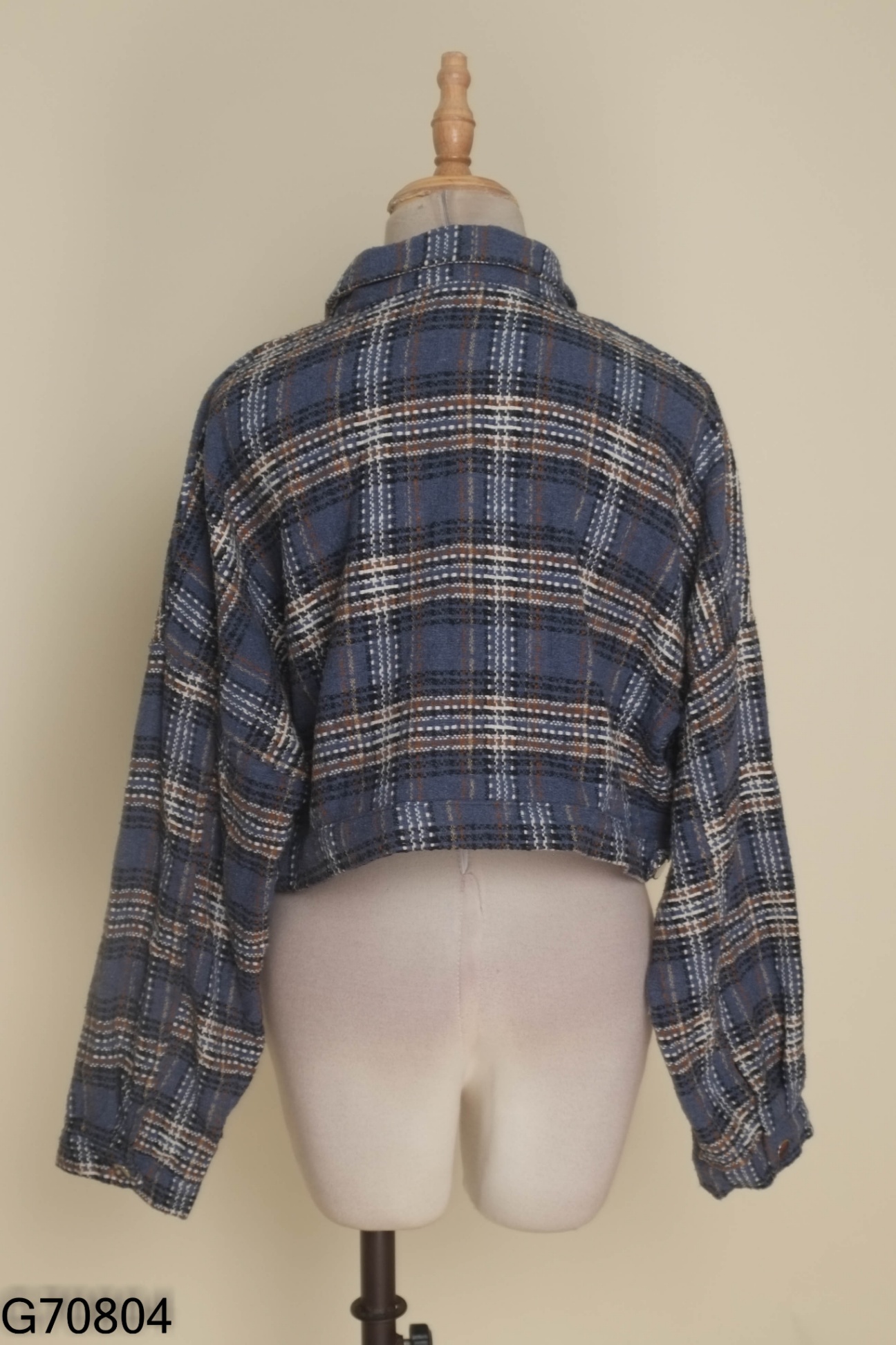 Áo khoác croptop xanh caro