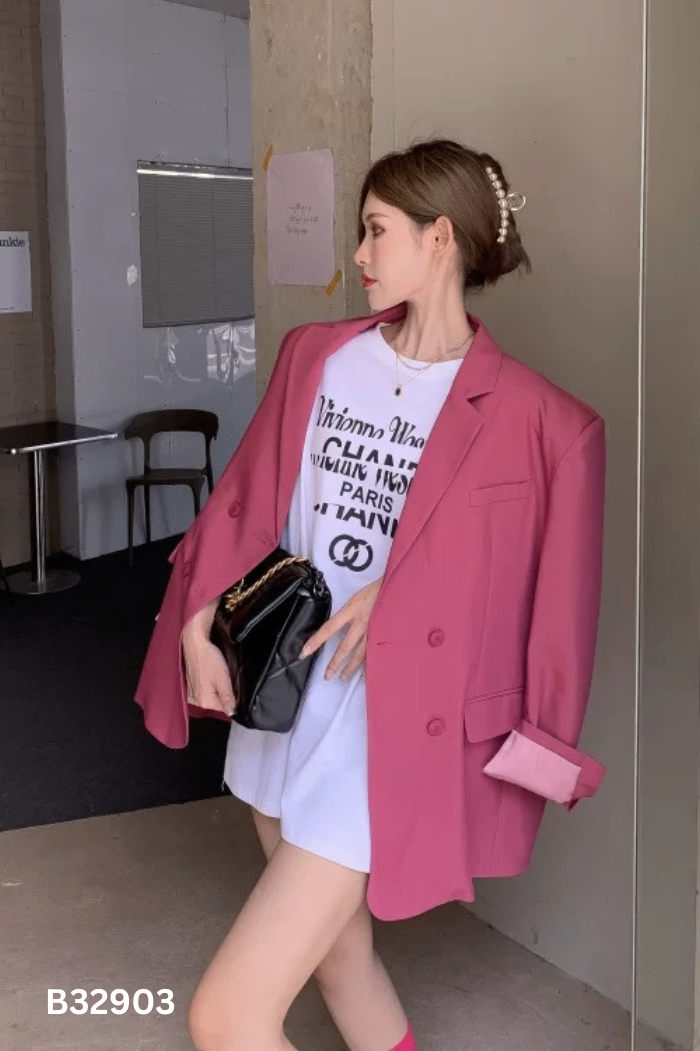 Áo khoác blazer hồng đậm