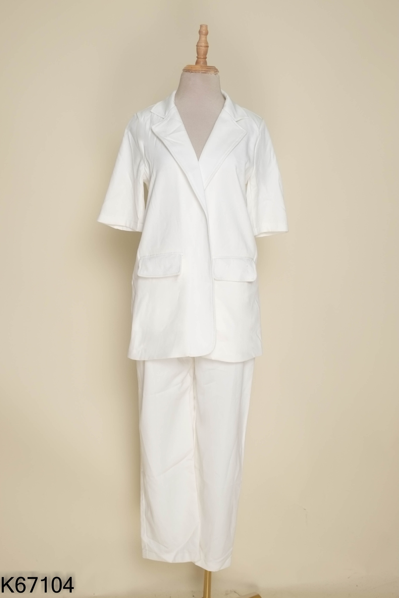 NEWTAG Set Áo khoác blazers trắng trơn + quần
