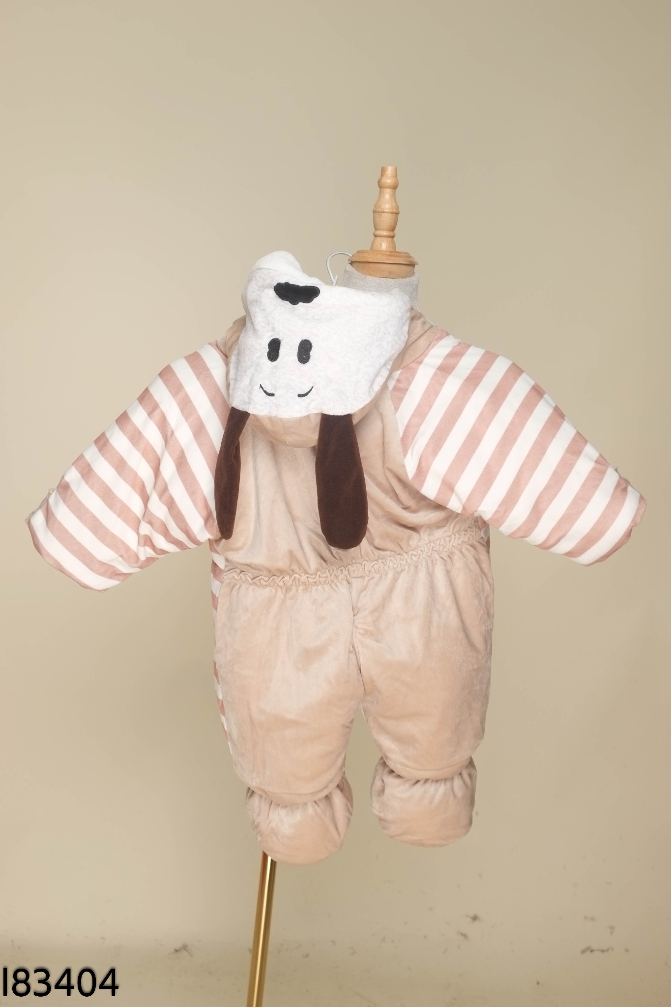 Jumpsuits nỉ bông nâu phối họa tiết xám KIDS