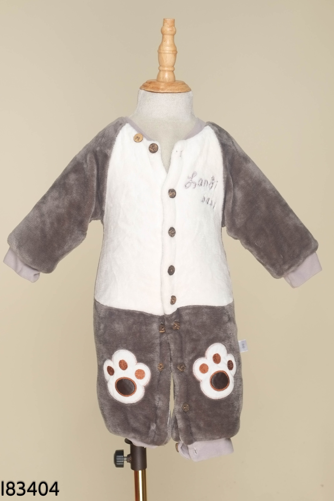Jumpsuits lông xám mix trắng họa tiết KIDS