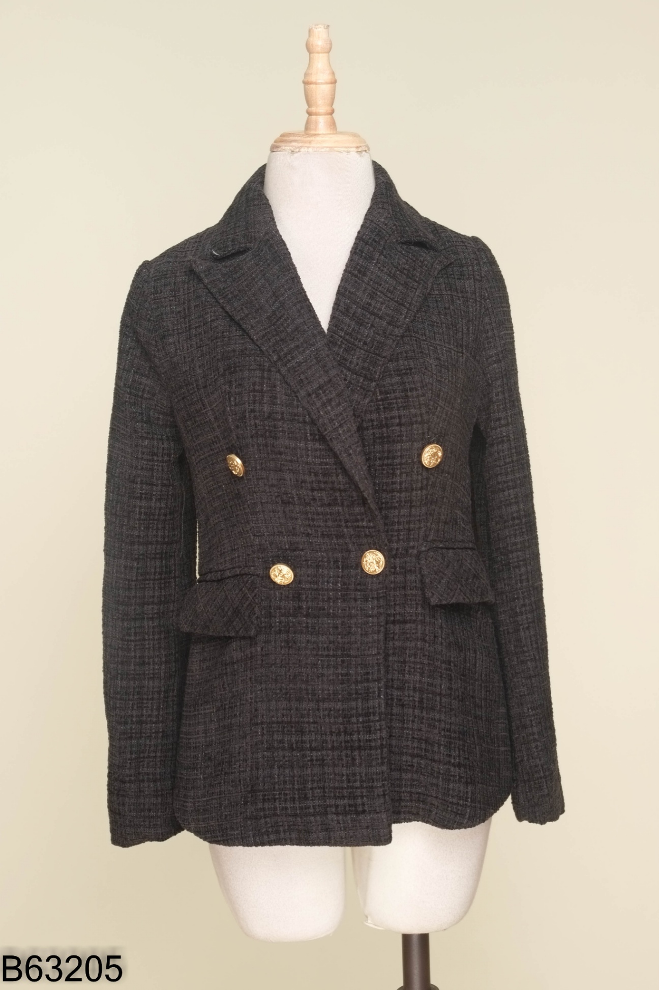 Áo khoác blazer dạ tweed đen TRANG ANH DESIGN