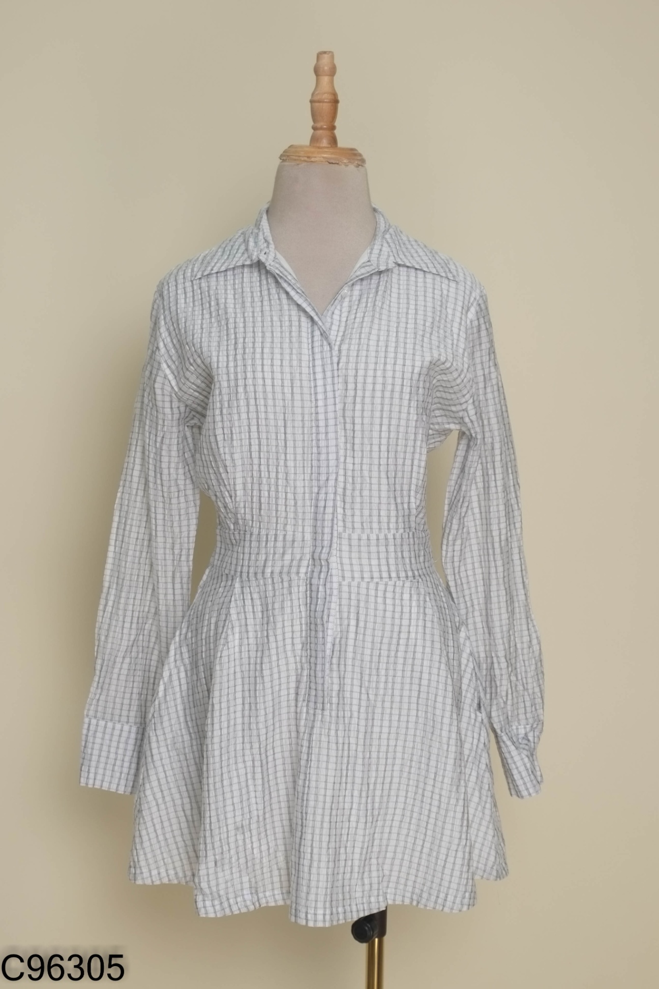 Váy sơ mi ZARA trắng kẻ (XUẤT)