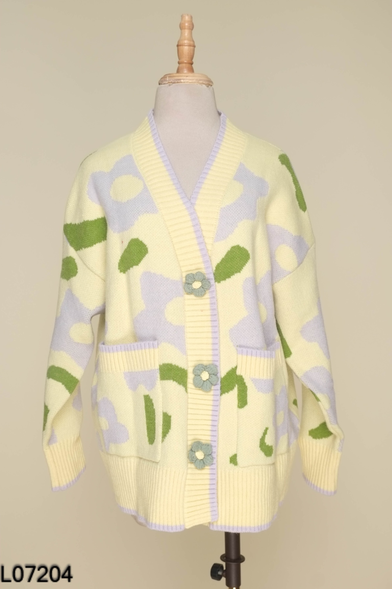 Áo cardigans vàng họa tiết hoa