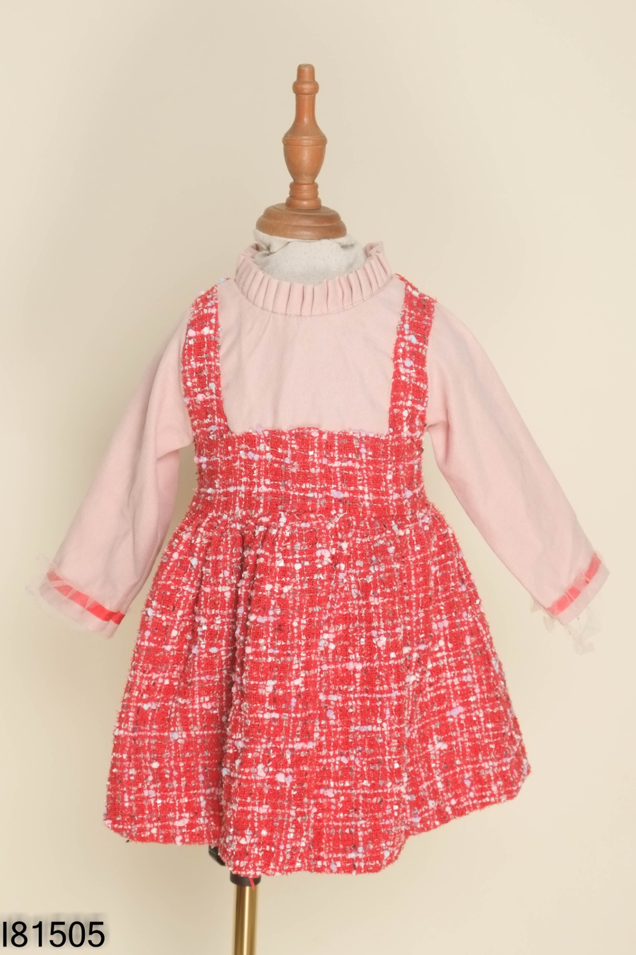 Váy dạ đỏ KIDS cổ đứng