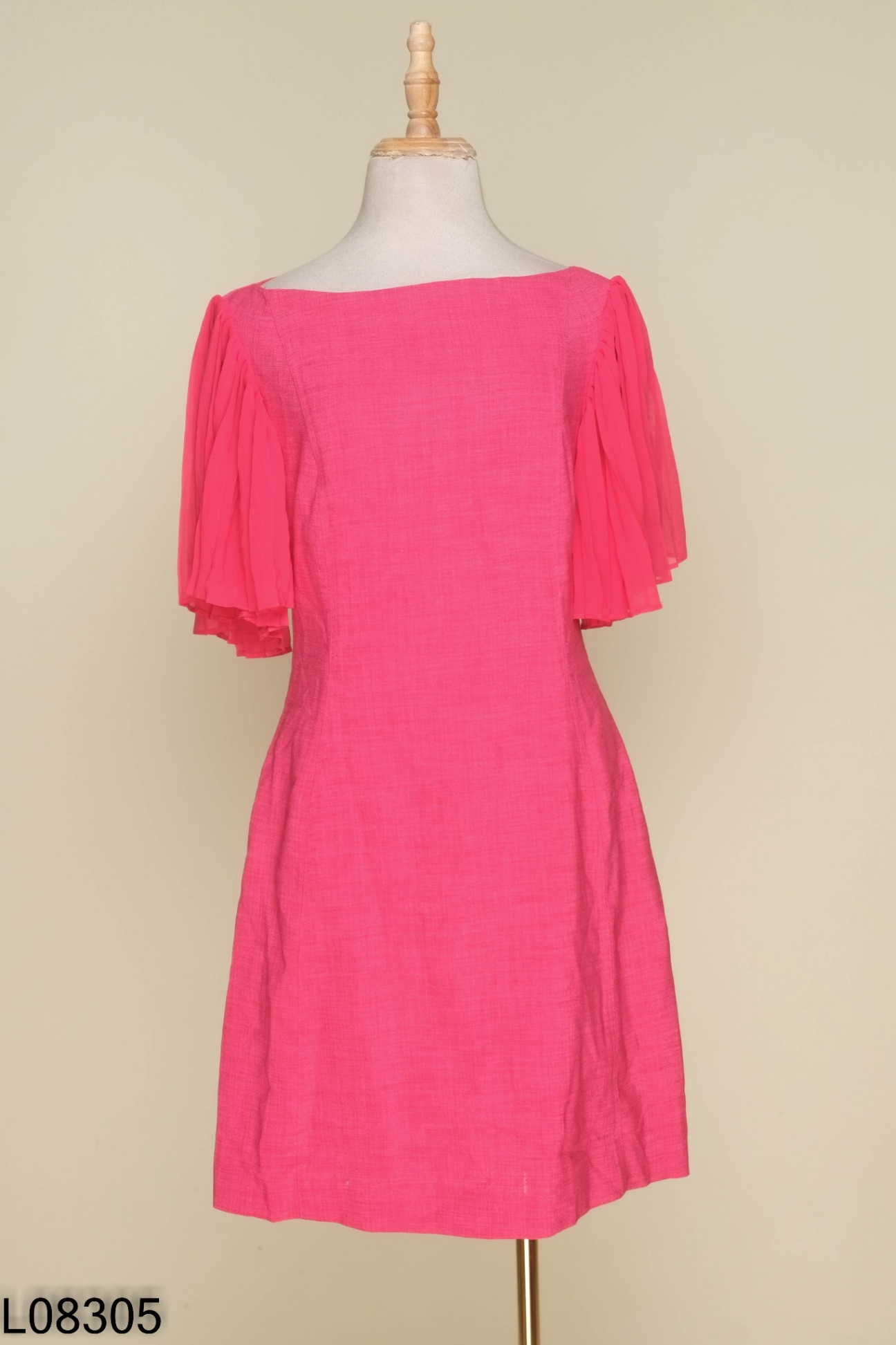 Váy dạ tweed hồng ELISE phối tay dơi xếp ly