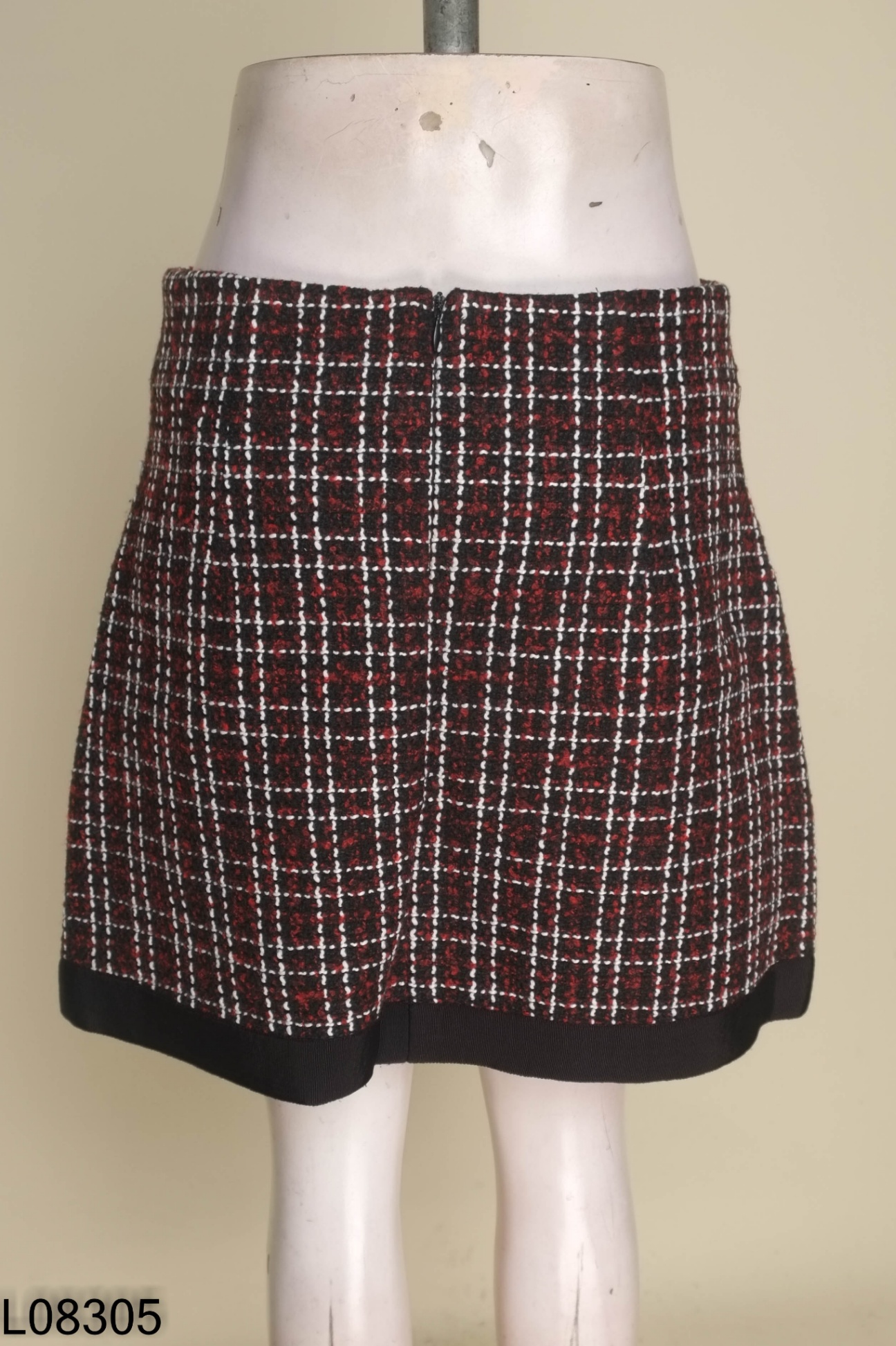 NEWTAG Chân váy dạ tweed đỏ mix màu D.CHIC