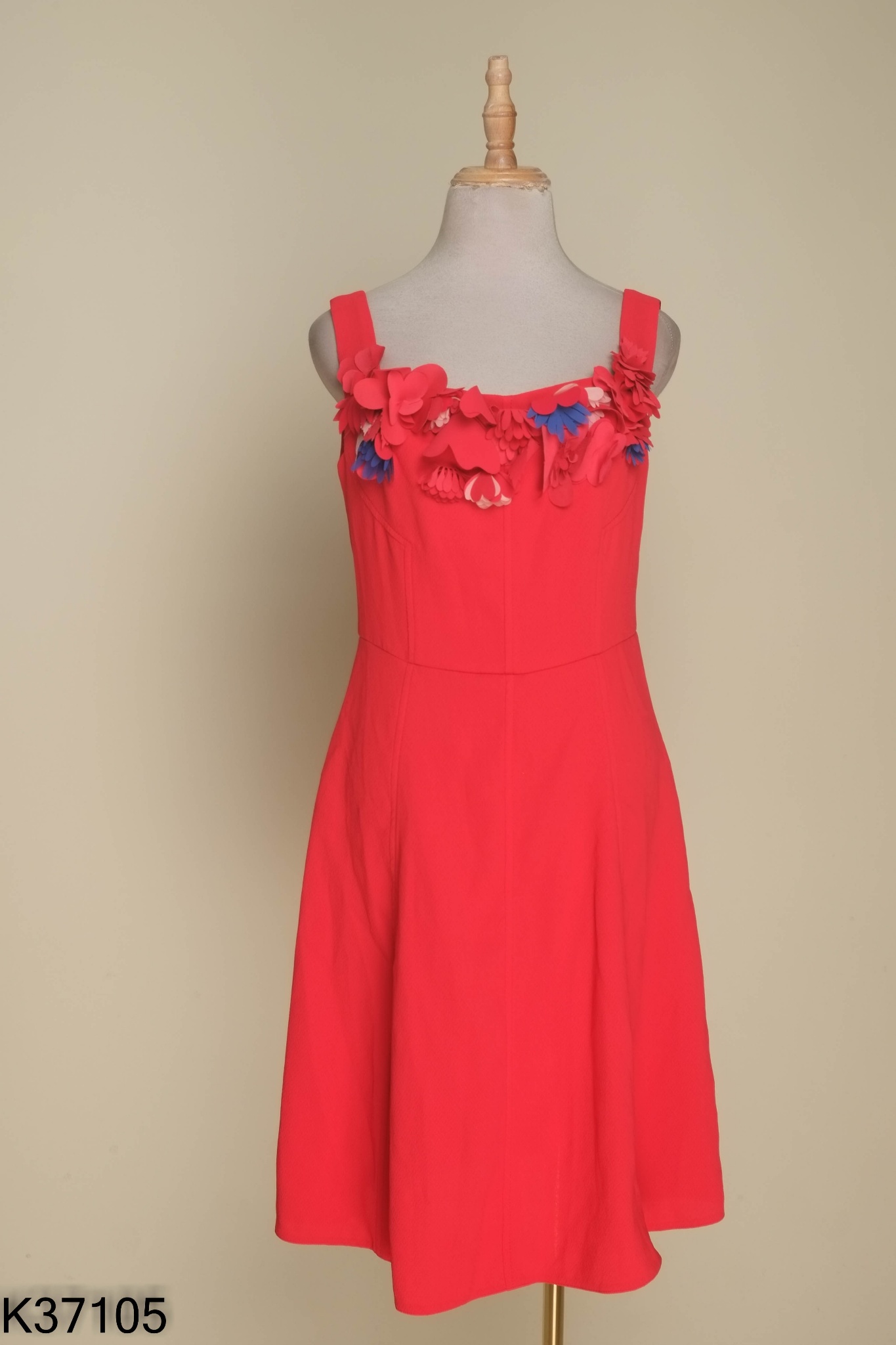 Váy ELISE đỏ hai dây phối hoa