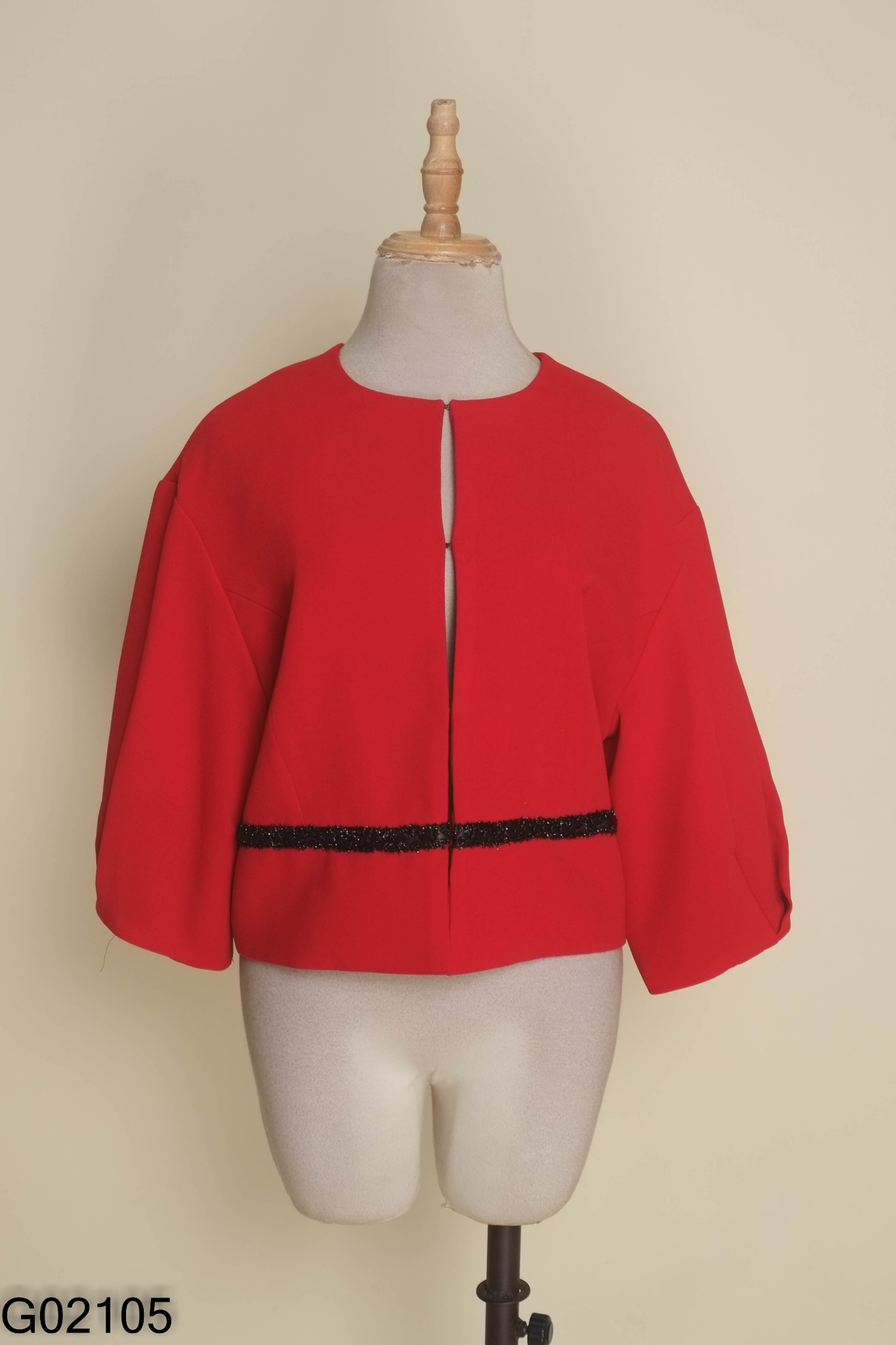 Áo khoác dạ ELISE đỏ viền đen