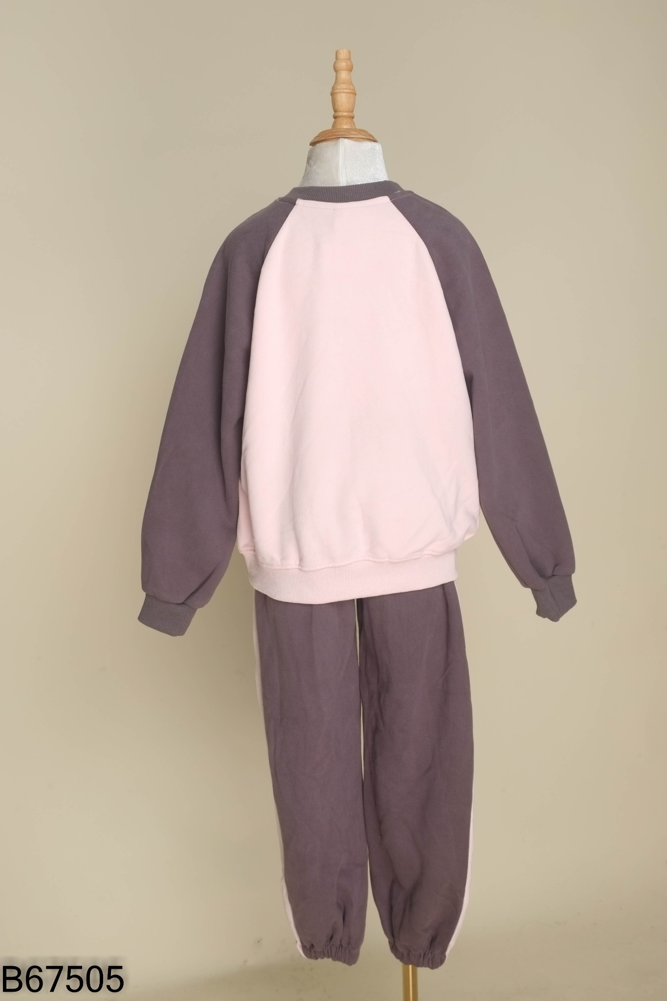 Set áo thun KIDS dài tay hồng phối xám + quần dài
