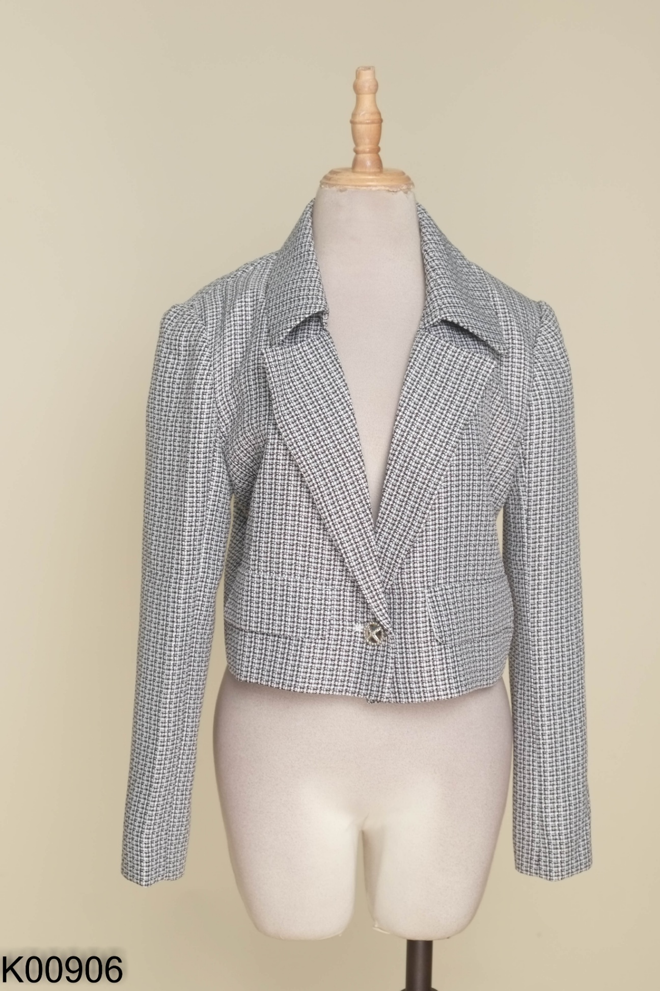 NEWTAG Áo vest ELISE xám đen dáng ngắn