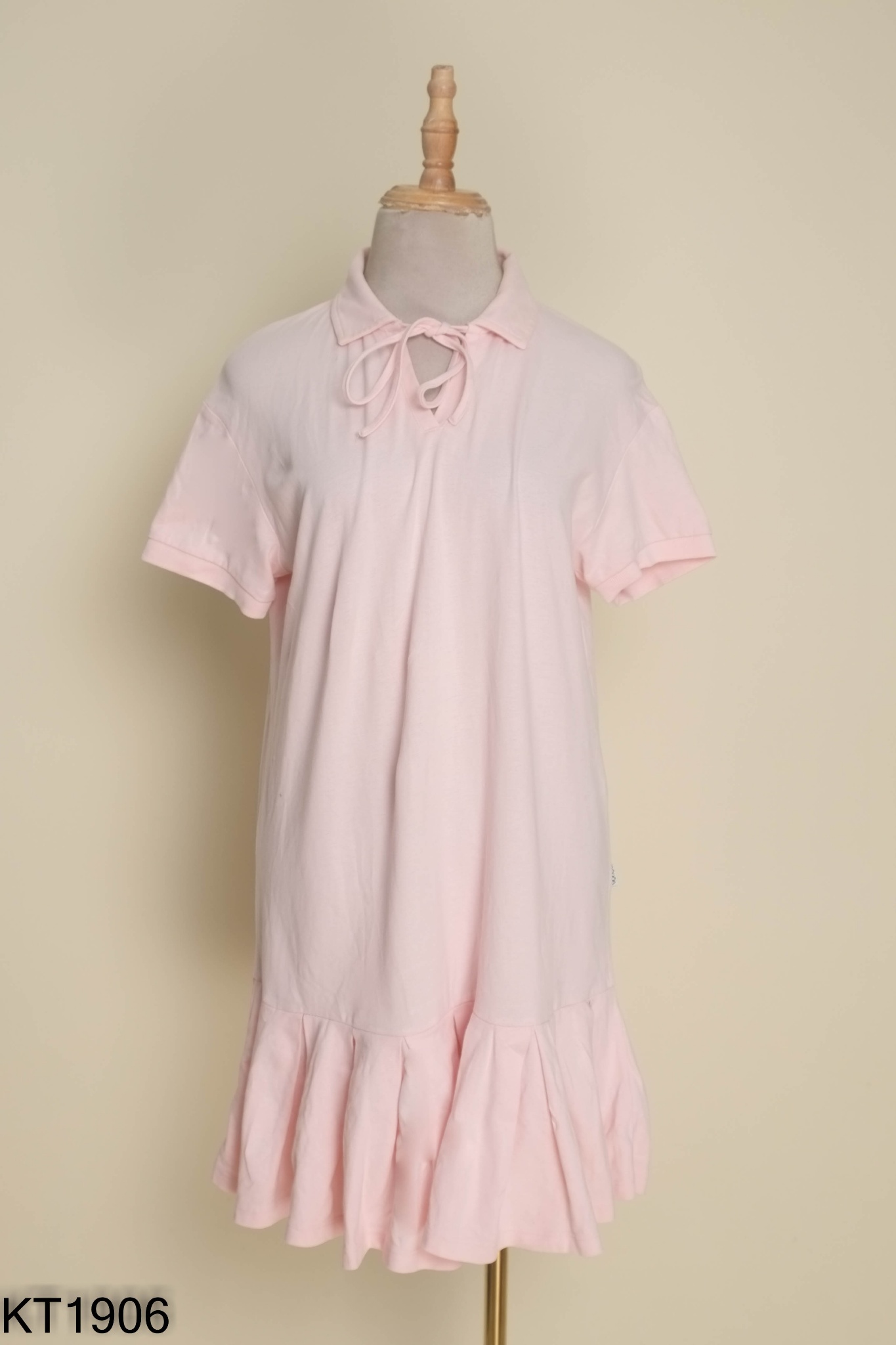 Váy hồng BOSUA suông cổ bẻ