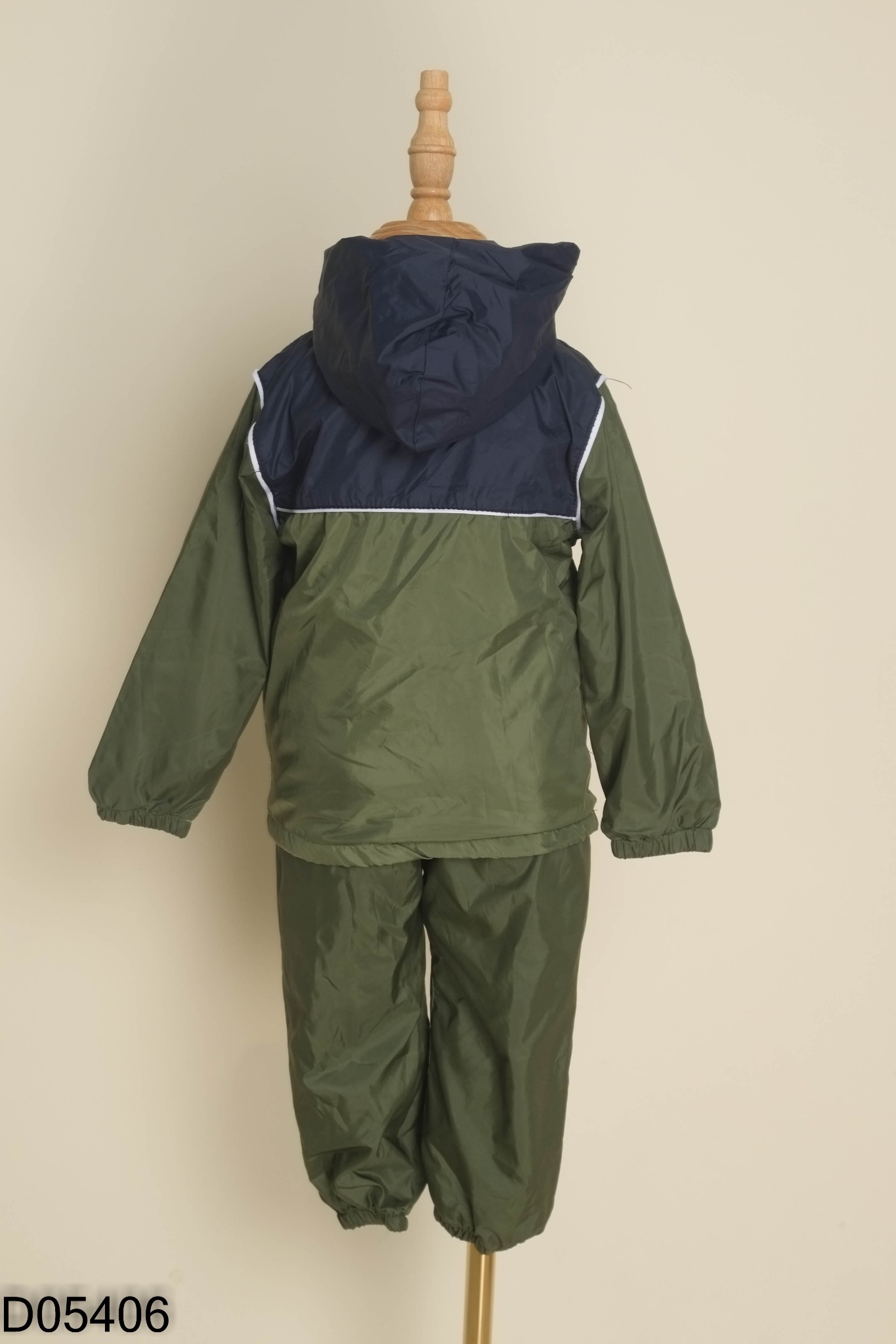 Set áo khoác dù KIDS xanh + quần dài