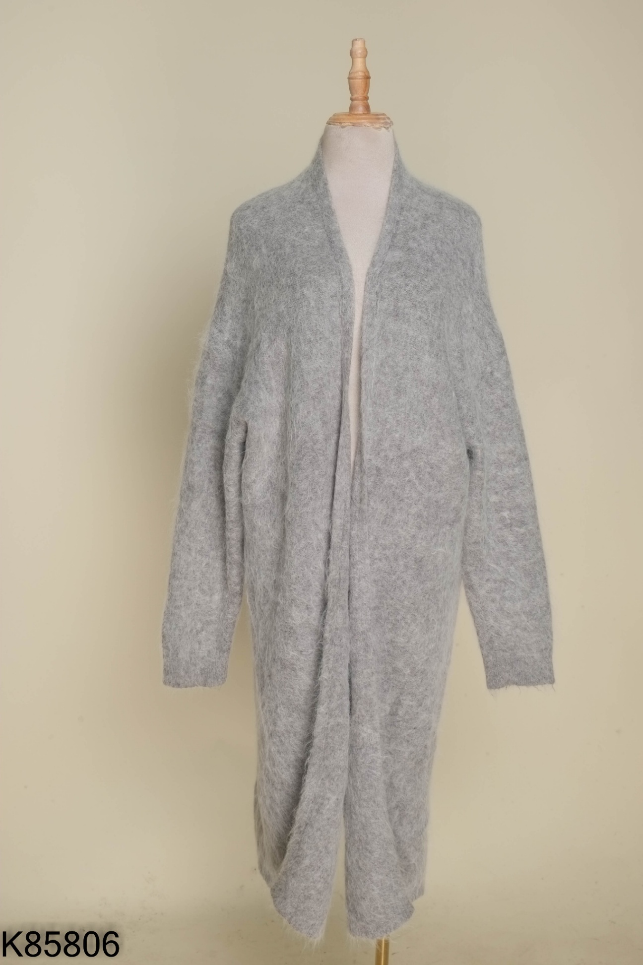 Áo cardigan len xám lông thỏ
