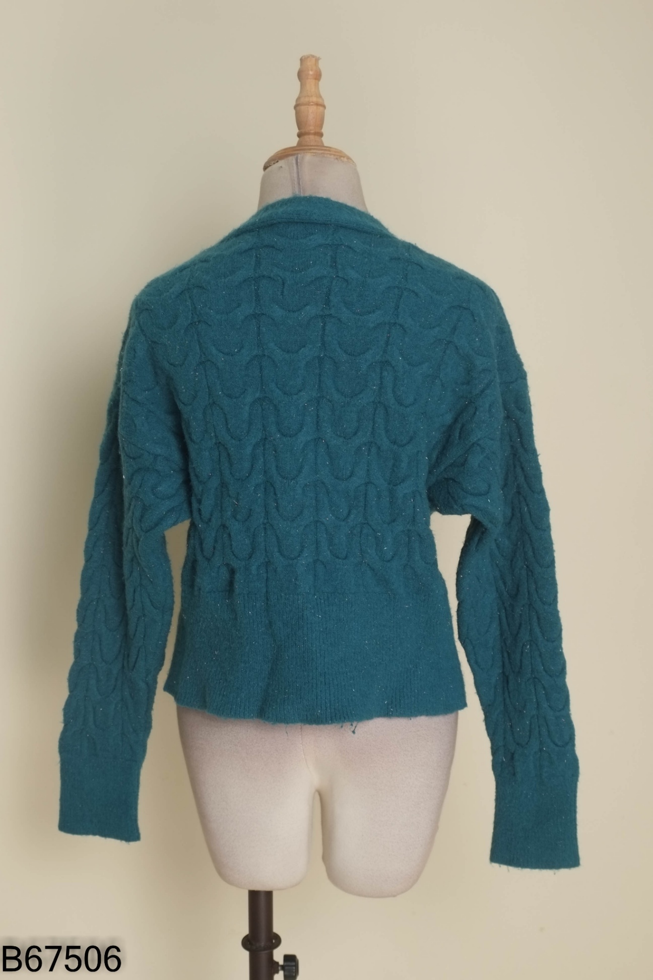 Áo cardigans len xanh ánh kim tuyến