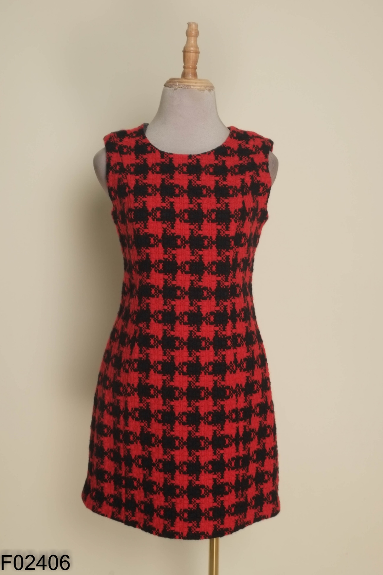 Váy dạ ELISE đỏ kẻ đen