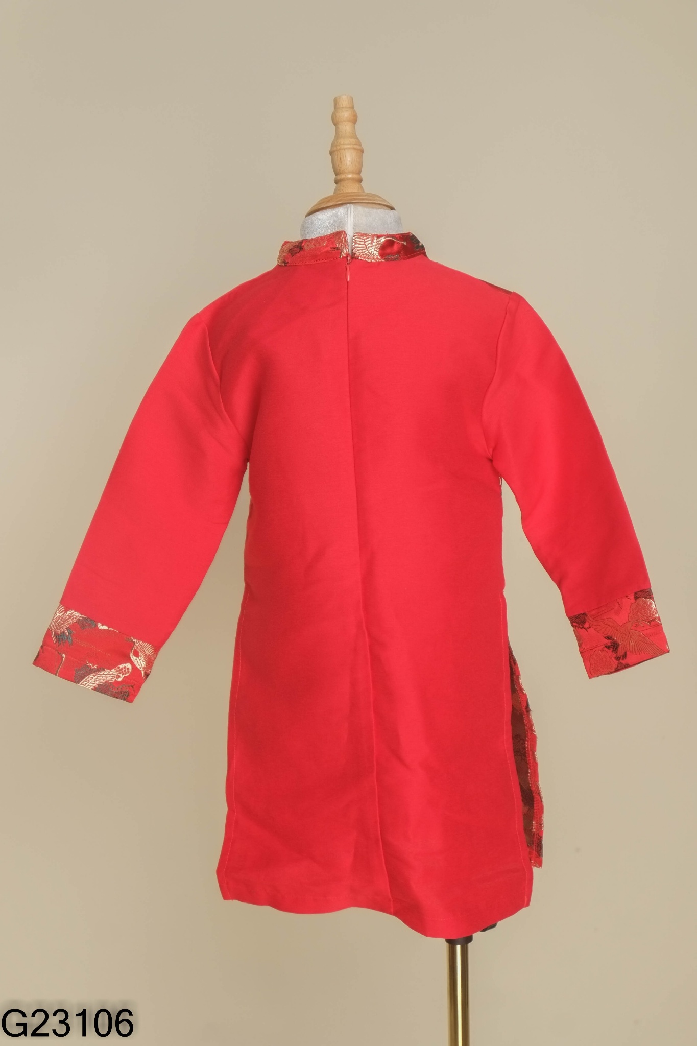 Áo dài đỏ họa tiết KIDS