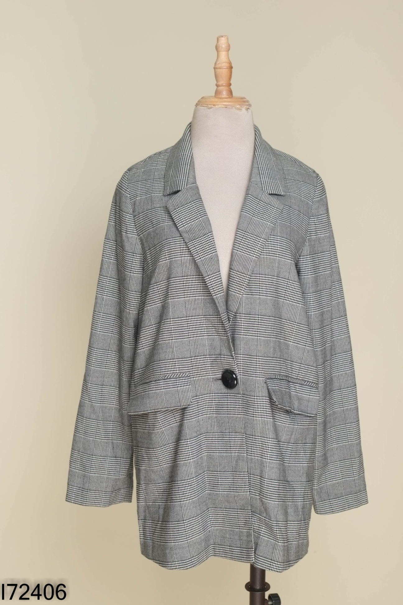 Áo khoác vest xám kẻ