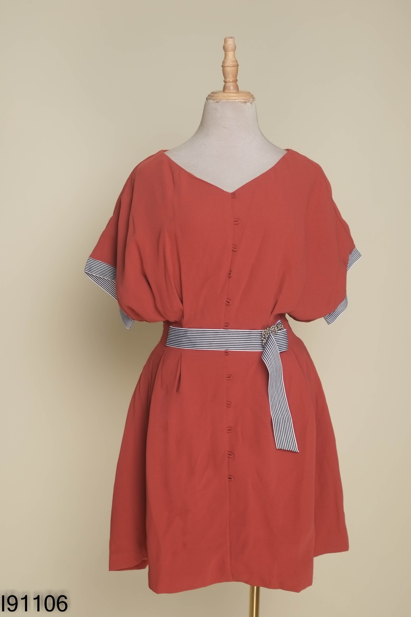 Váy đỏ đất ELISE phối đai eo