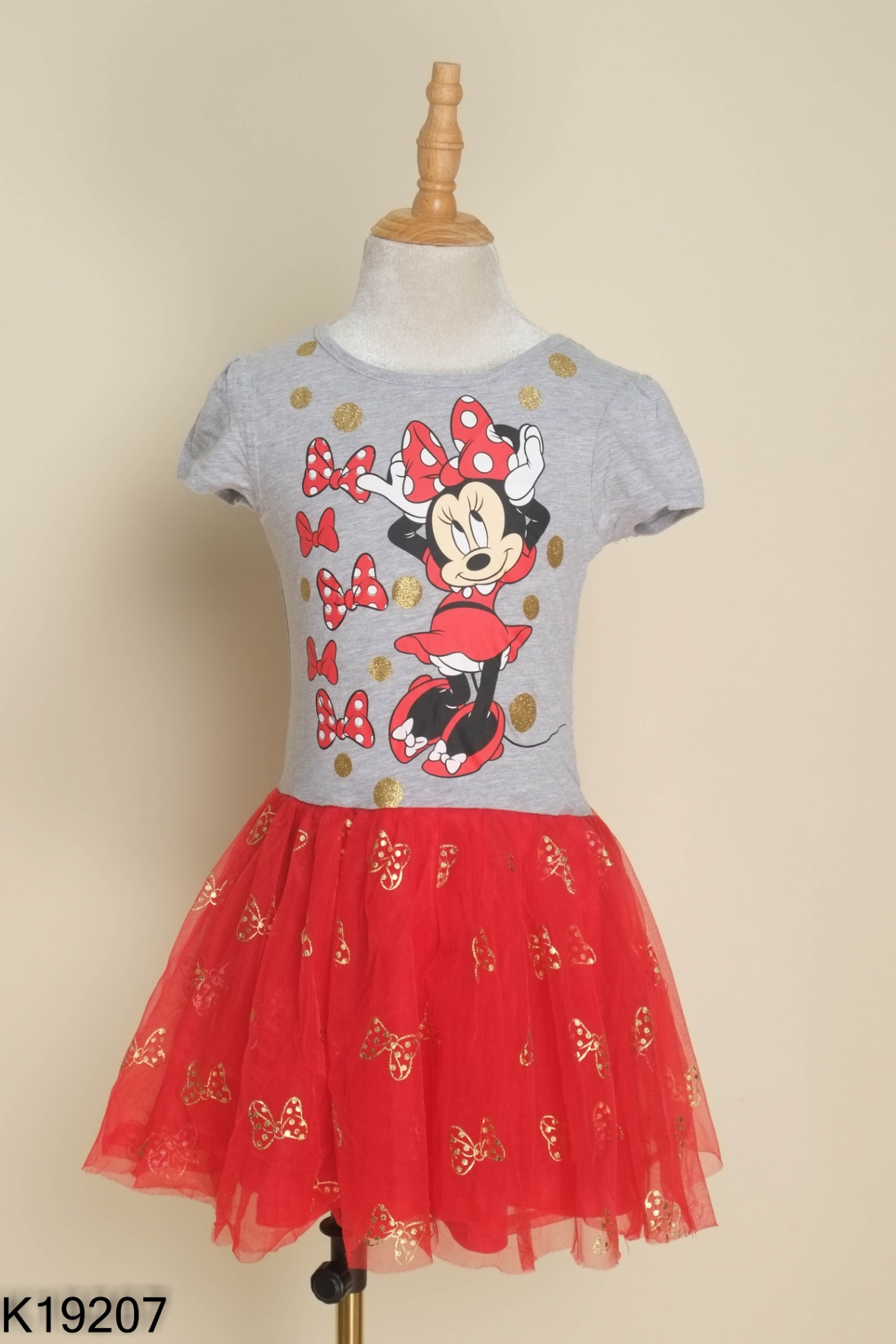 Váy xám phối lưới đỏ KIDS