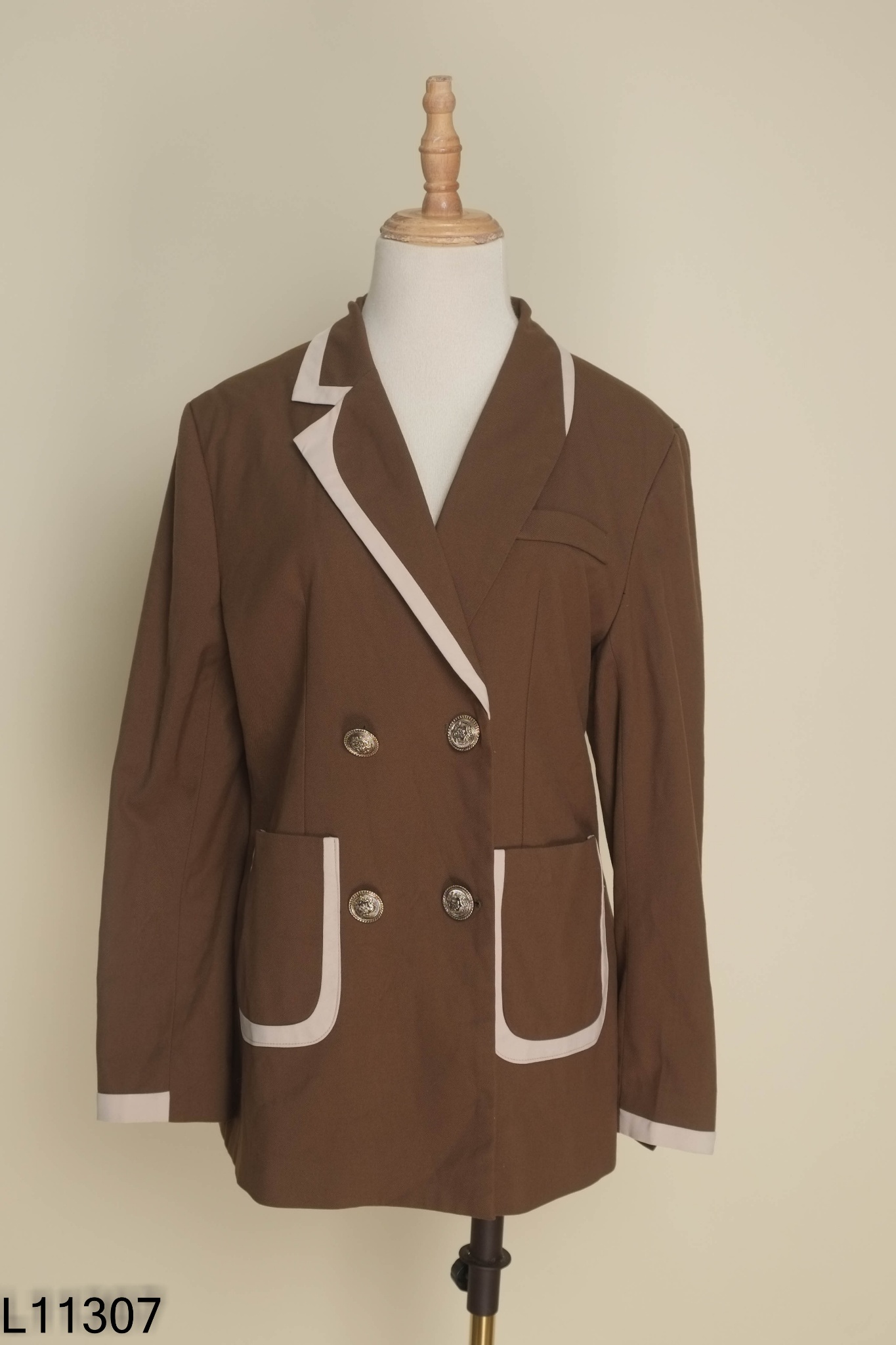Áo blazer MULLET nâu viền be